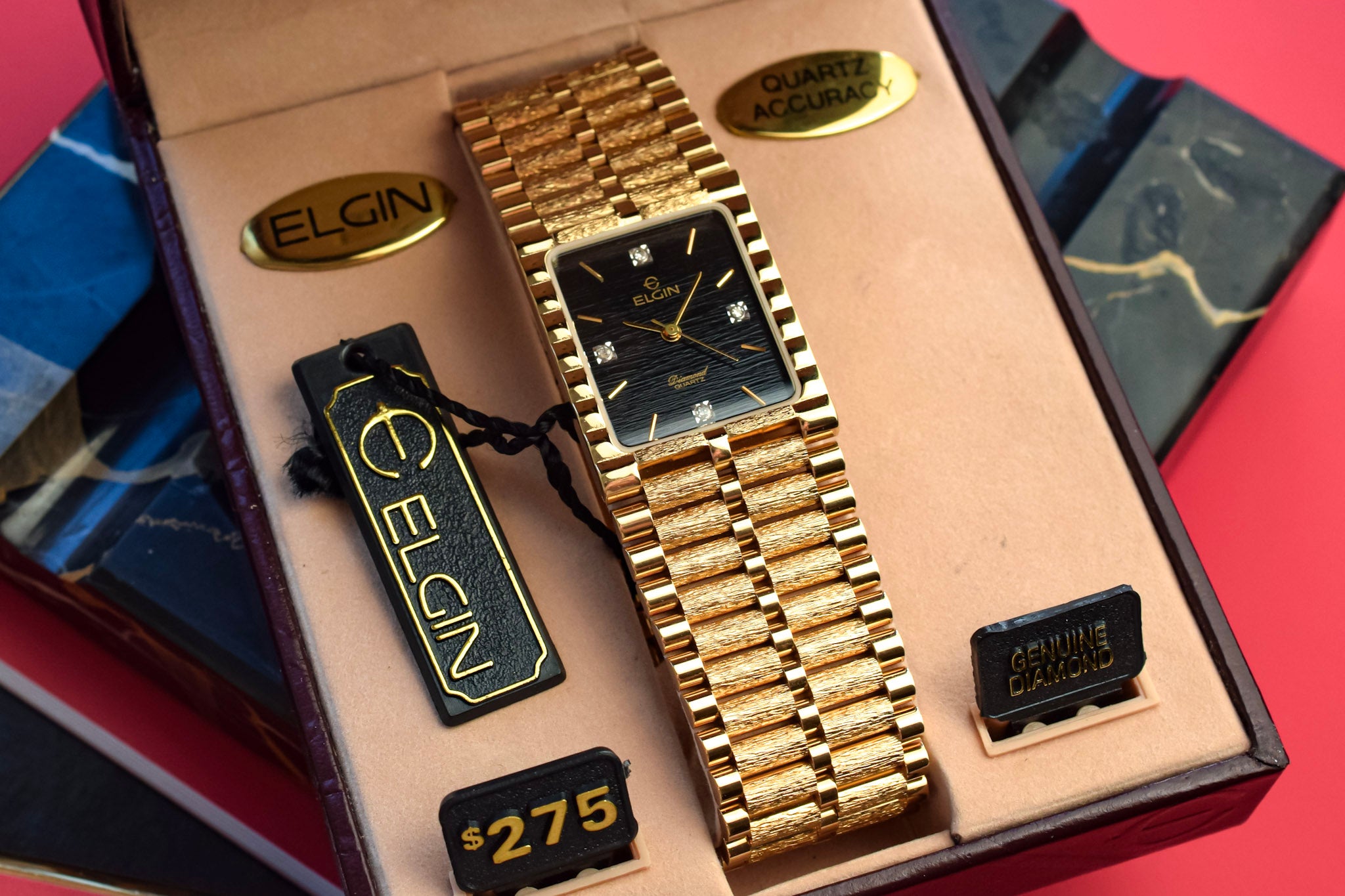 Gold elgin outlet diamond watch