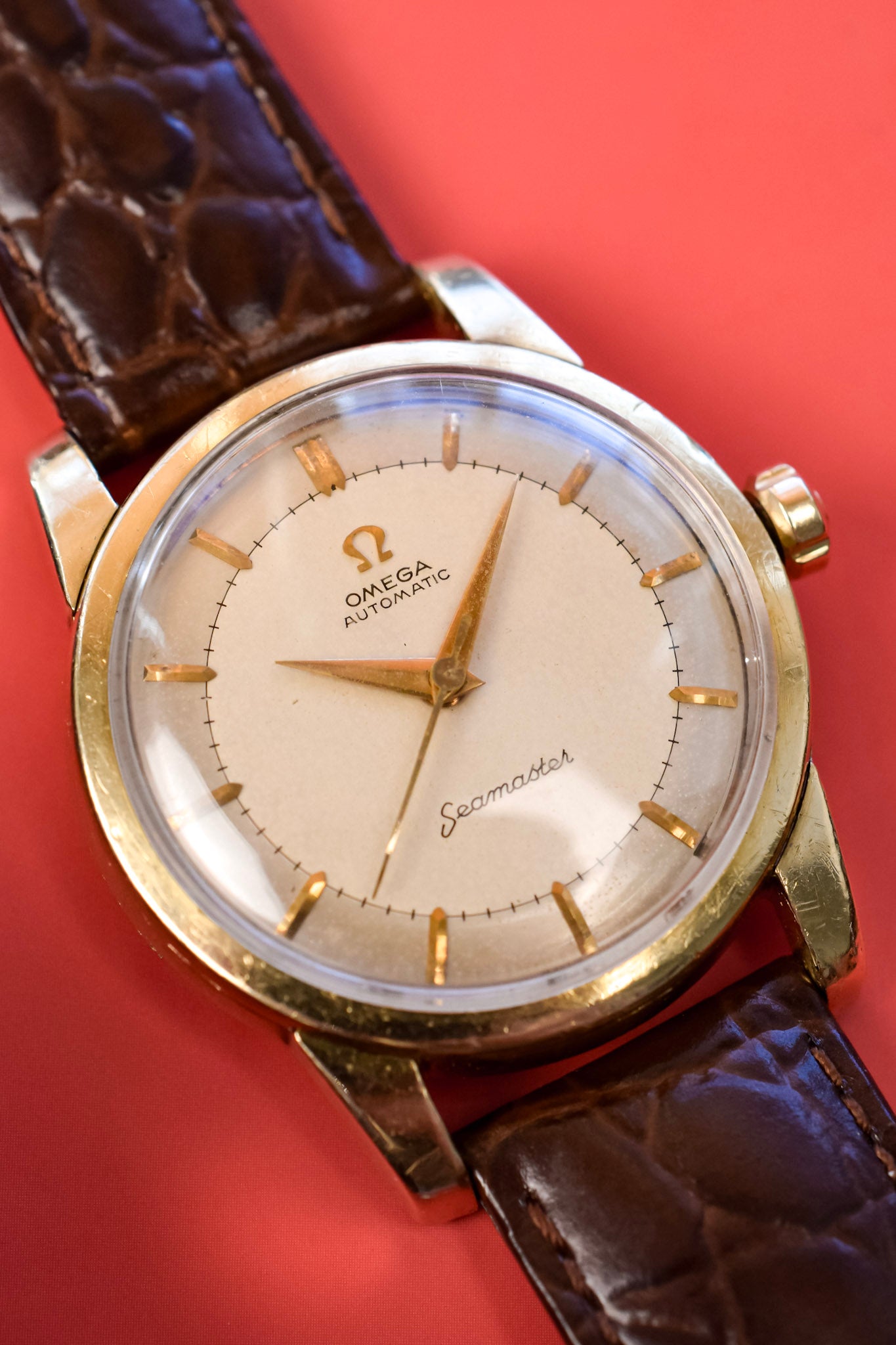 1950s Omega Seamaster No Lume Automatic Gold Capped