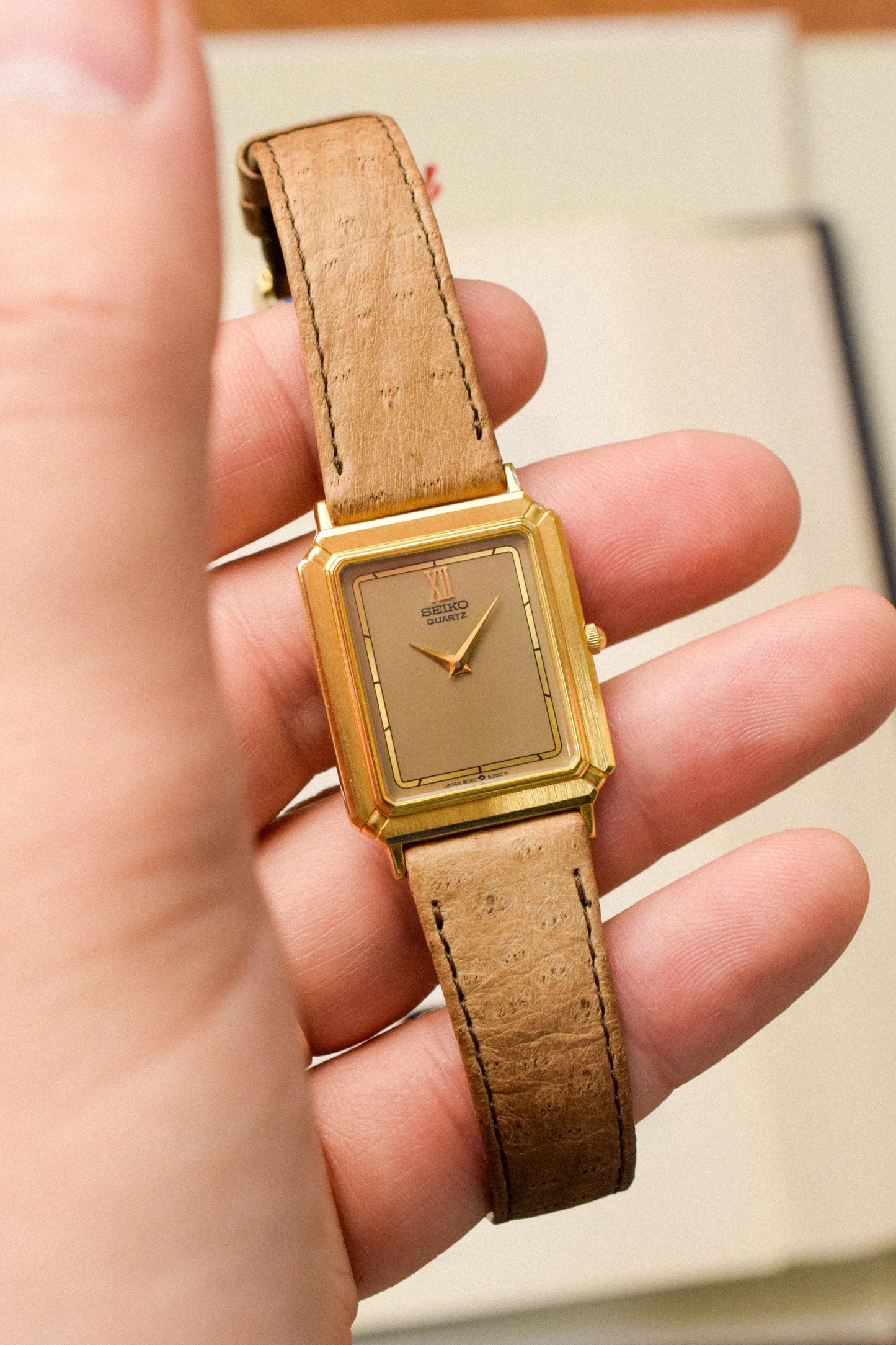 1985 Seiko Taupe Dial Picture Frame Tank - New Old Stock