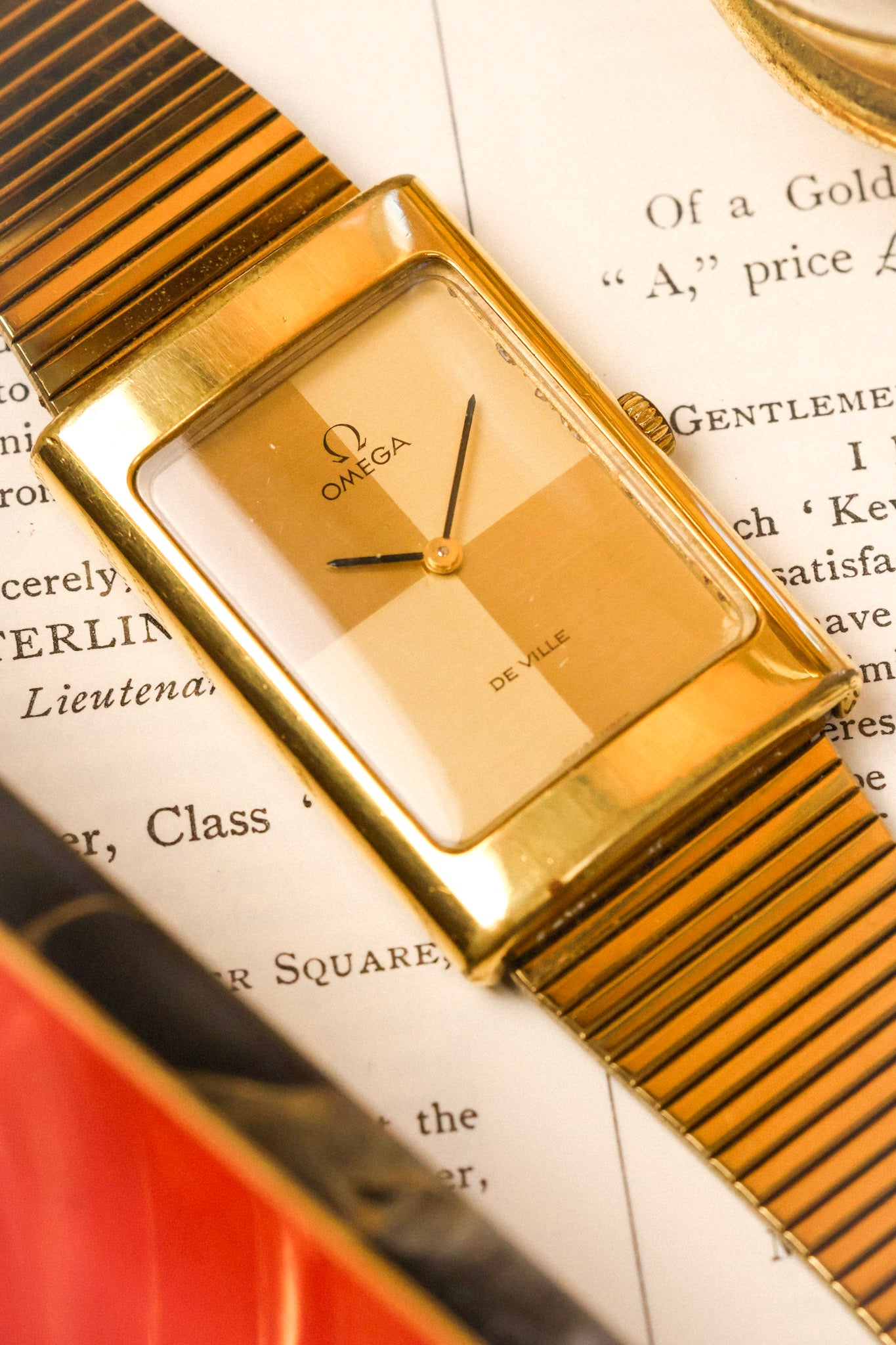 1970s Omega De Ville Golden Quadrant Jumbo Tank