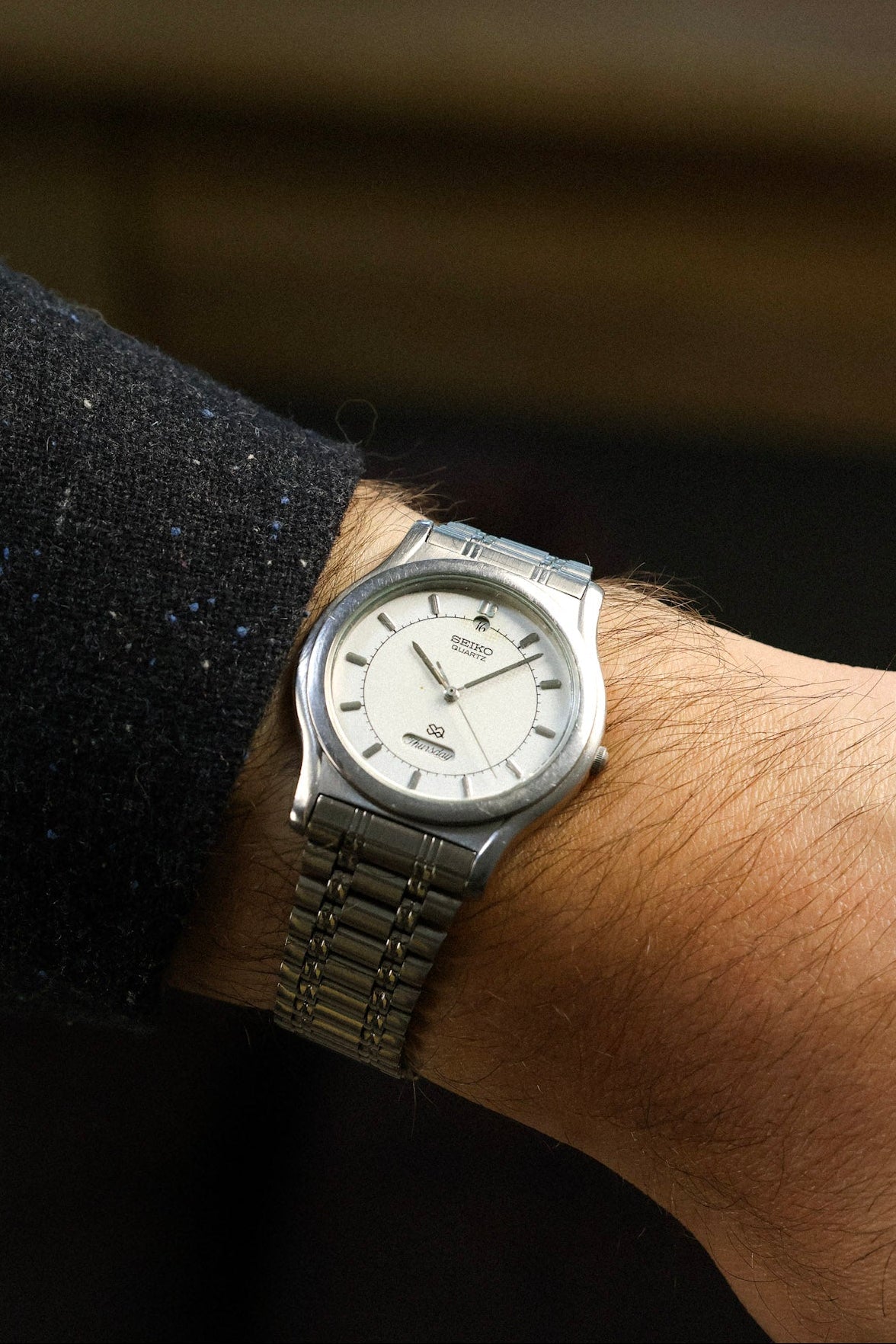 1988 Seiko SQ Geometric Script Font Day-Date