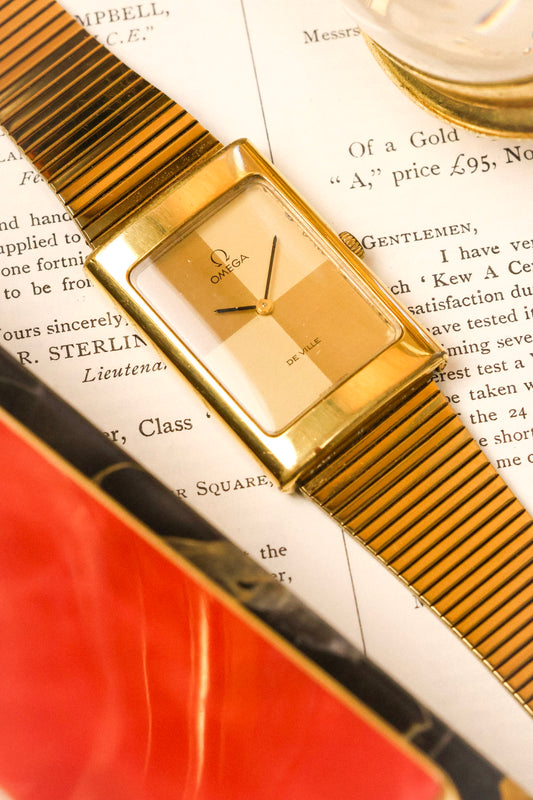 1970s Omega De Ville Golden Quadrant Jumbo Tank