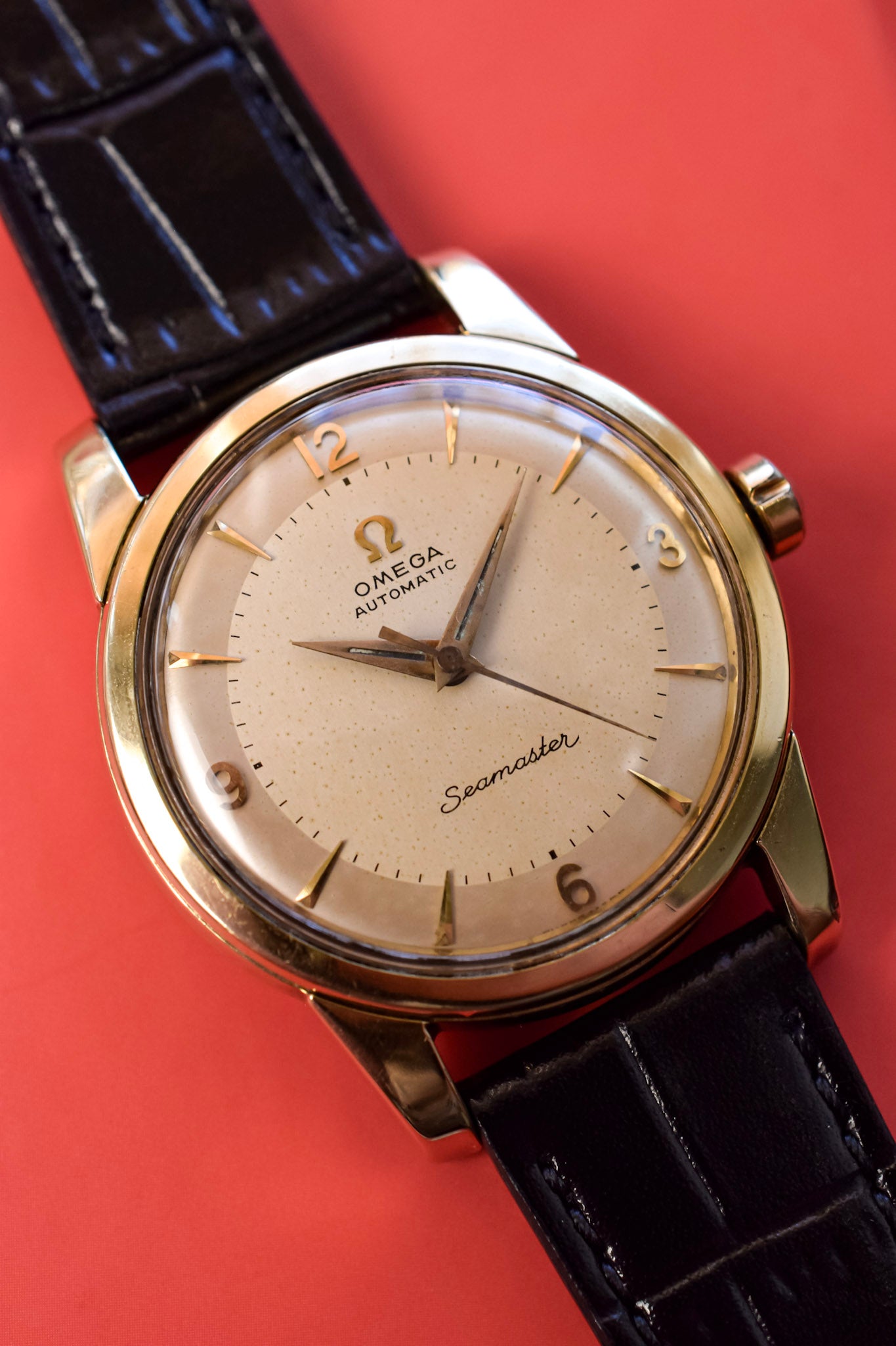 1950s Omega Seamaster Explorer Dial Automatic Gold Capped