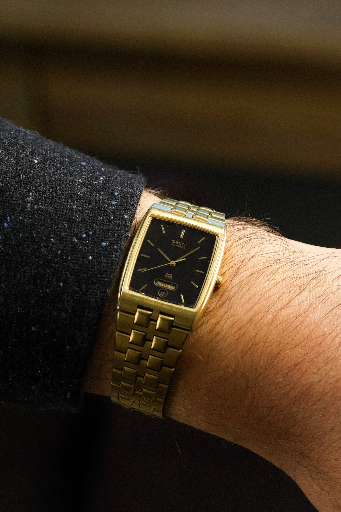 1989 Seiko SQ Golden Tank Script Day-Date