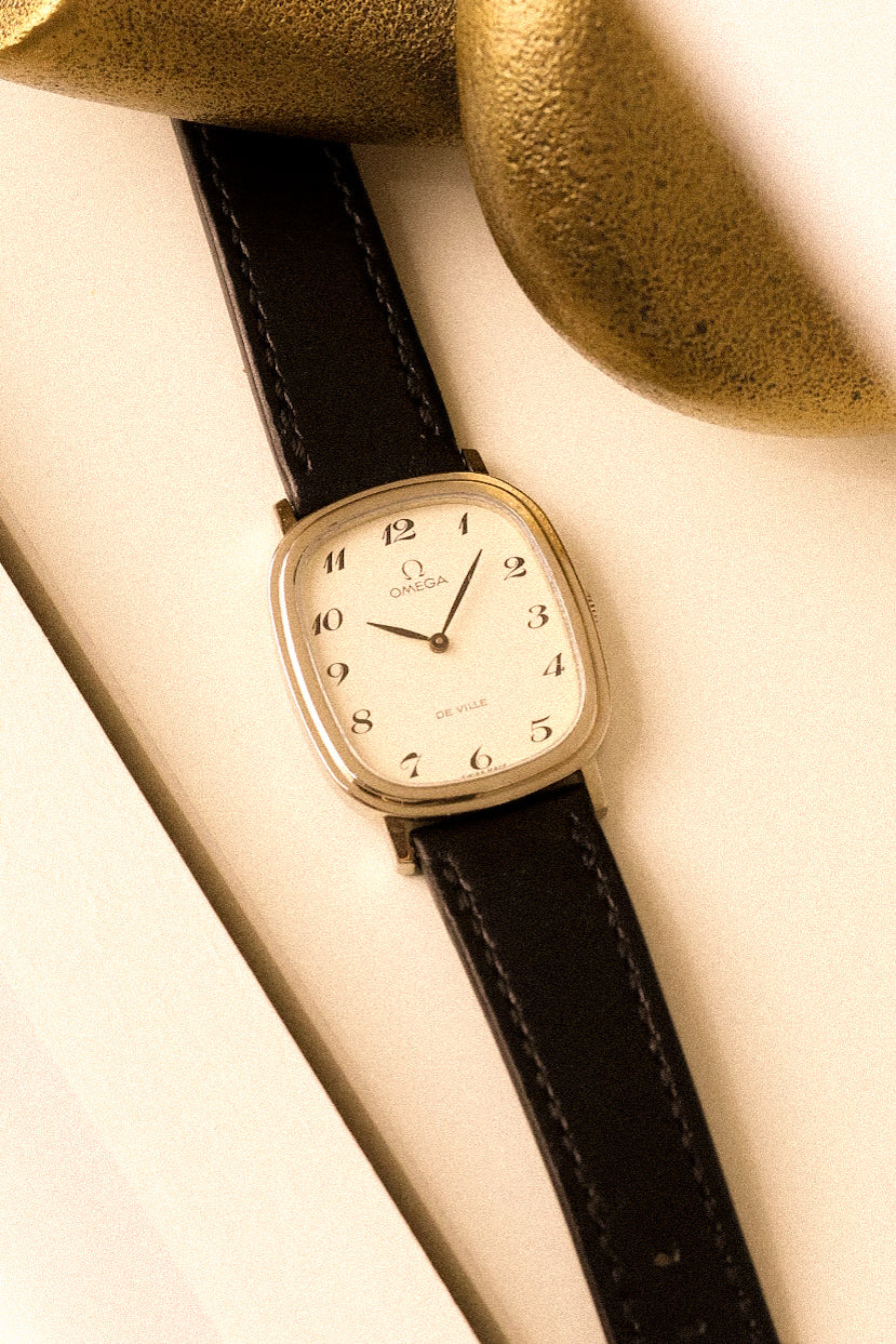 1970s Mechanical Omega De Ville Steel Breguet Dial Ellipse