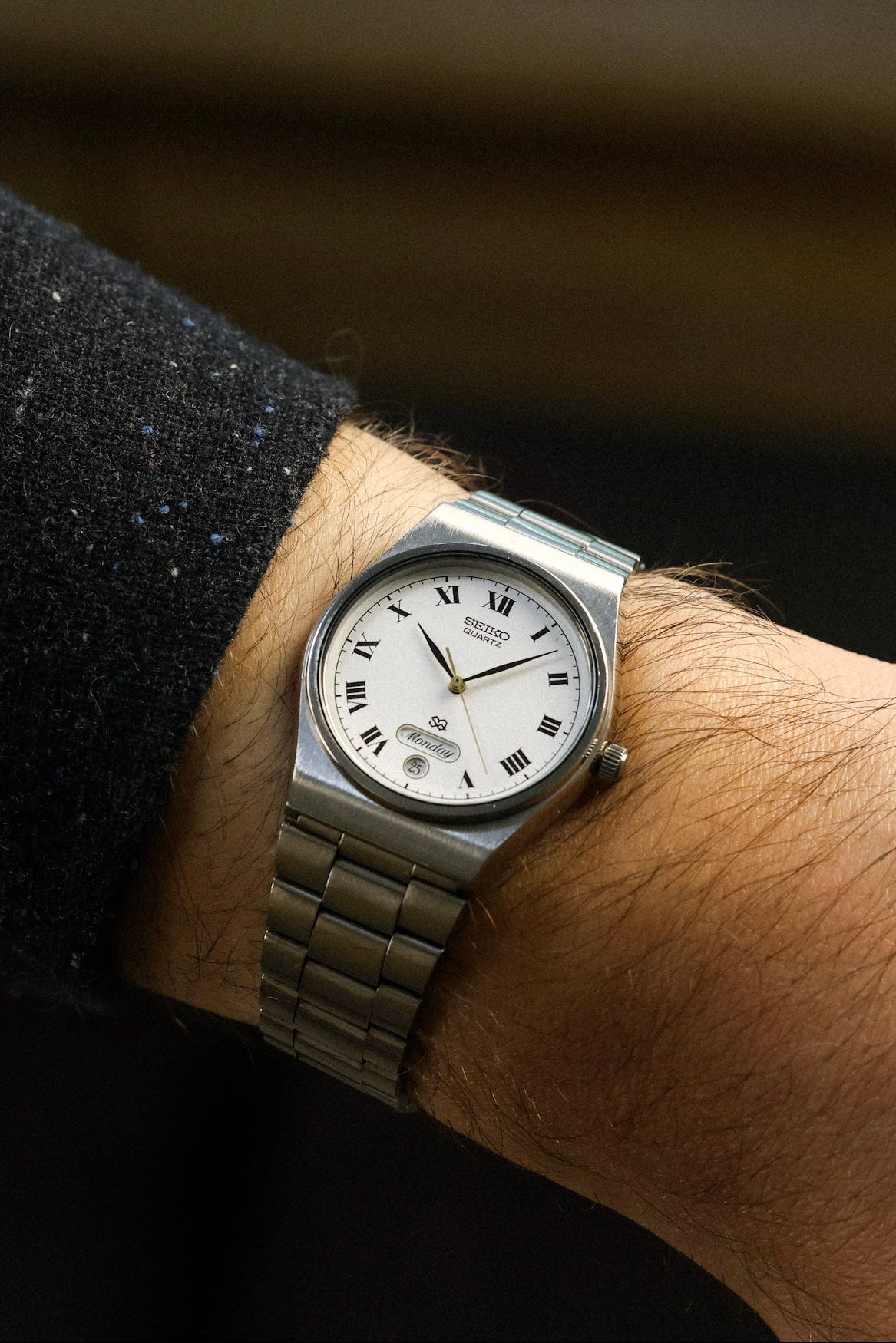 1990 Seiko SQ Steel Roman Script Day-Date – Oldtimer Watch Shop