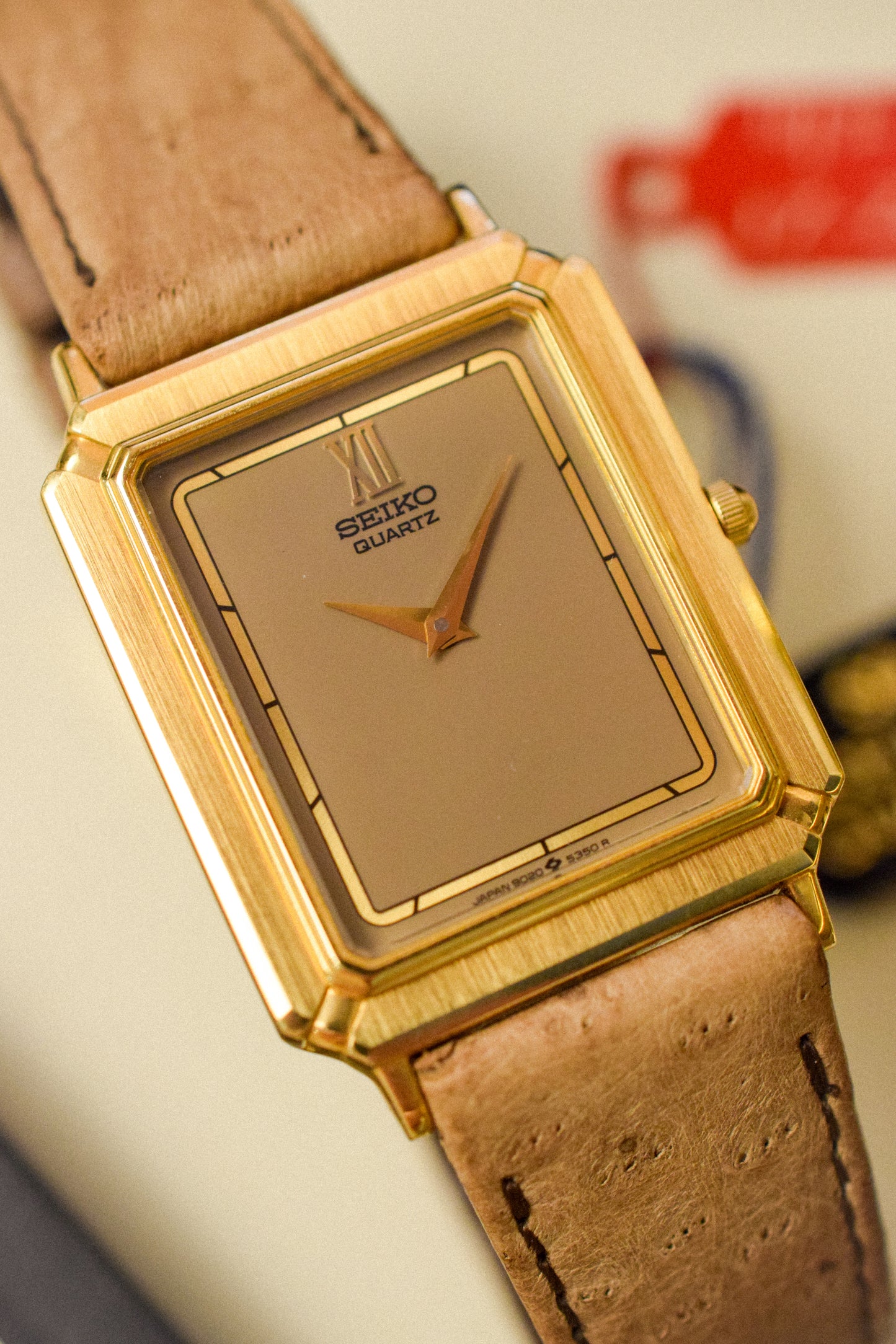 1985 Seiko Taupe Dial Picture Frame Tank - New Old Stock
