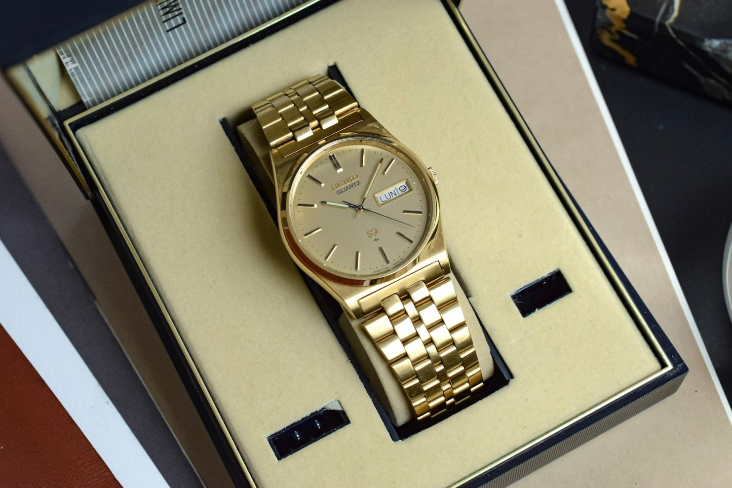 1980 Seiko SQ Golden Cushion Day-Date (Near Mint in Box)