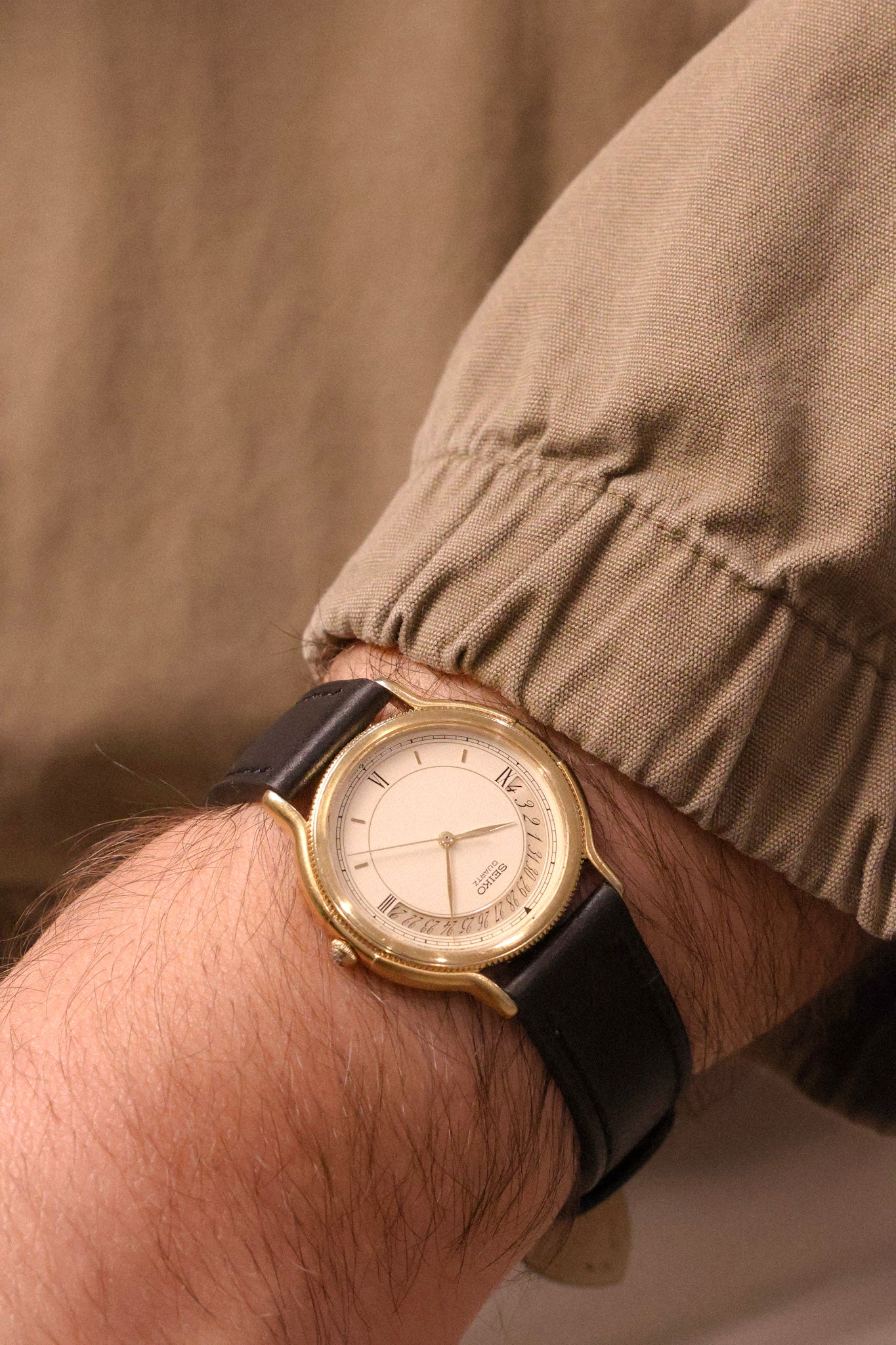 1984 Seiko Arched Calendar Coin Edge Bezel Calatrava
