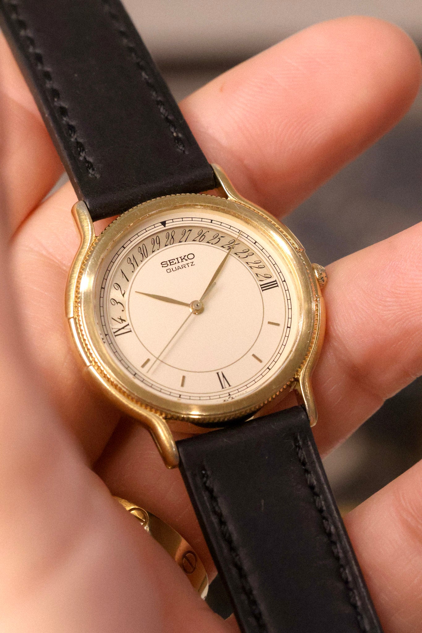 1984 Seiko Arched Calendar Coin Edge Bezel Calatrava