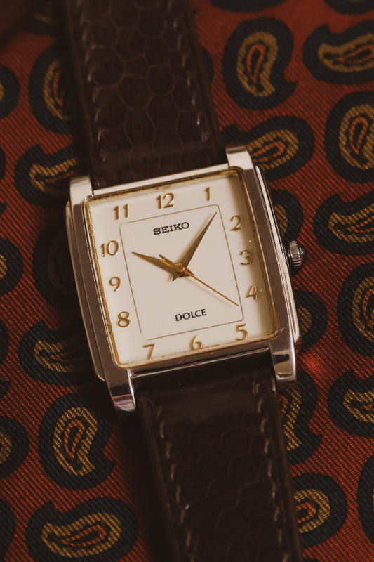 1995 Seiko Dolce Ivory Dial Stepped Case Tank