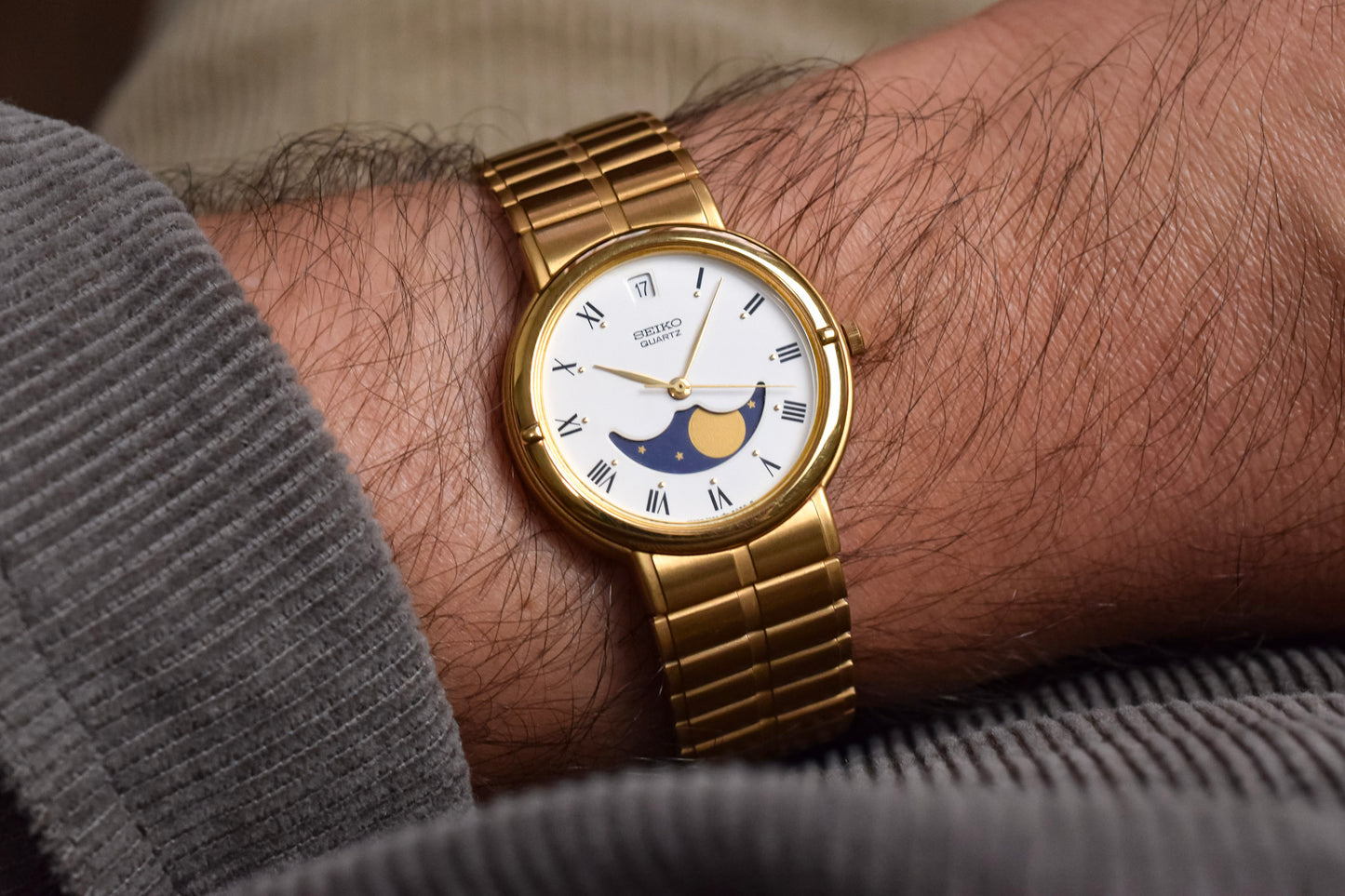 1986 Seiko NOS Roman Moonphase Calendar