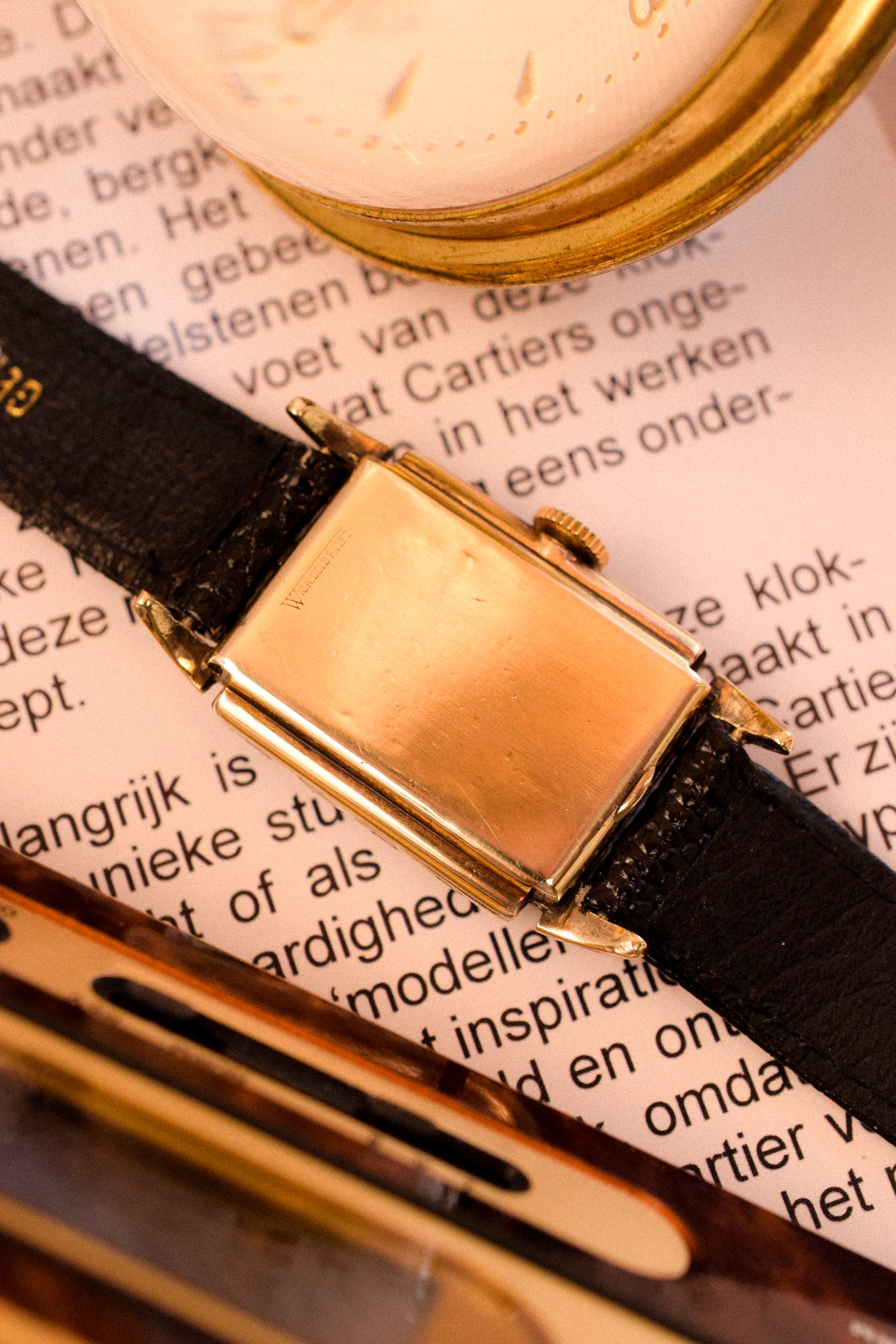 1940s Longines 10K Gold Filled Mechanical Gilt Dial Tank