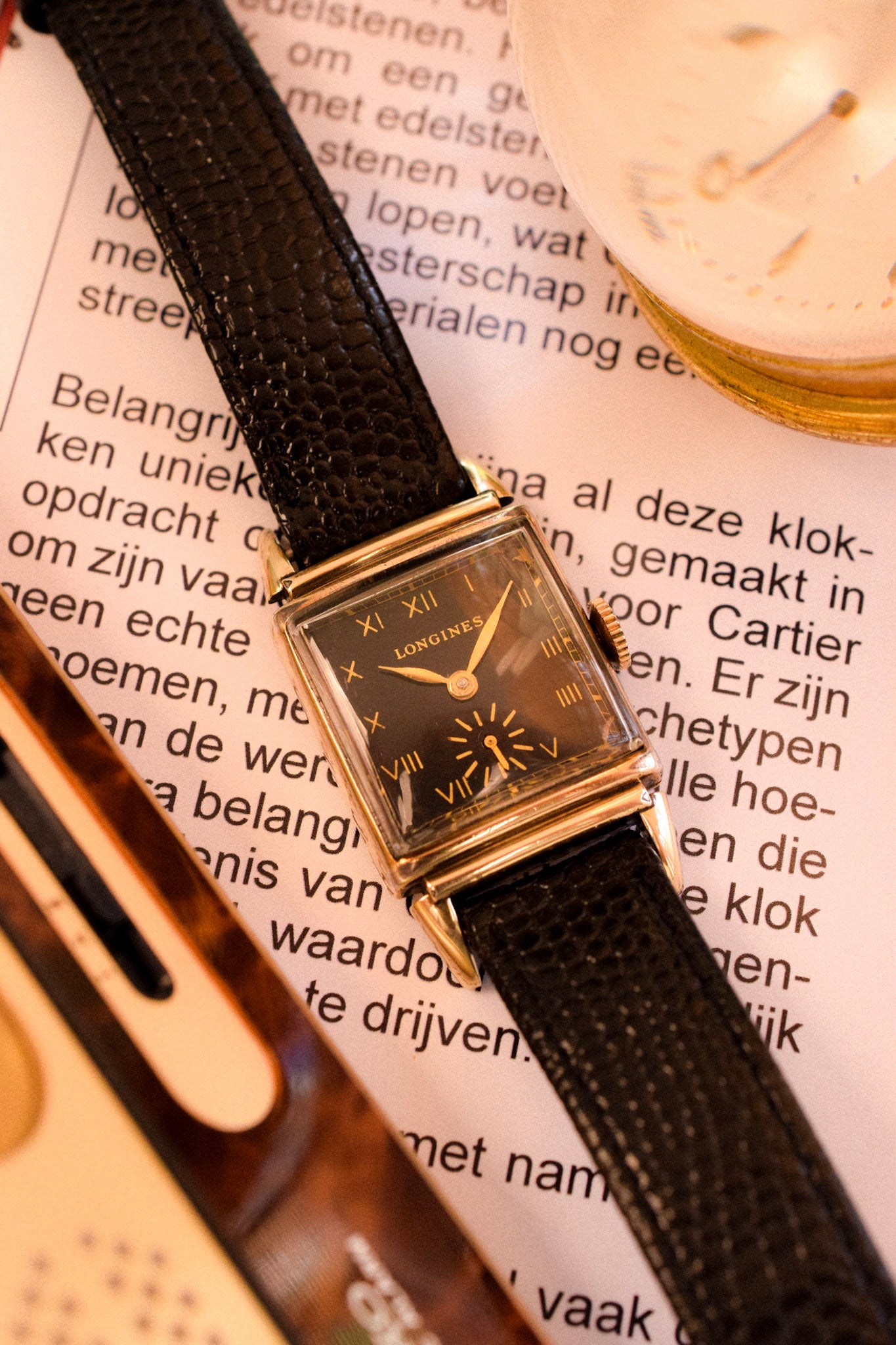 1940s Longines 10K Gold Filled Mechanical Gilt Dial Tank