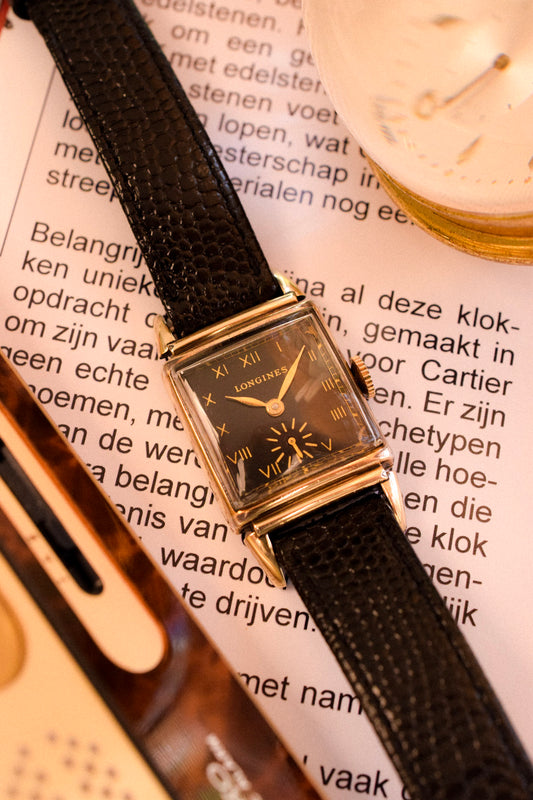 1940s Longines 10K Gold Filled Mechanical Gilt Dial Tank