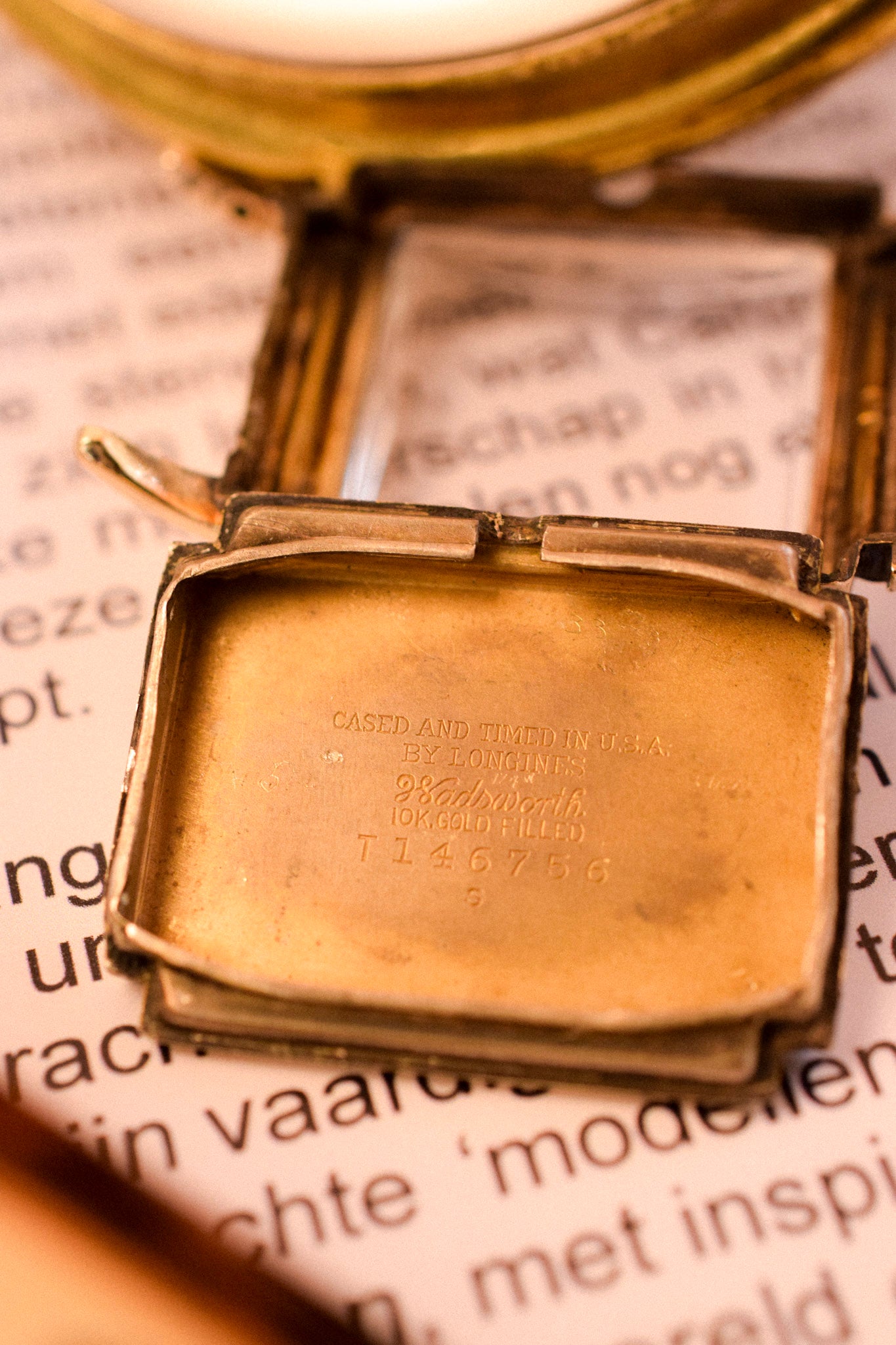 1940s Longines 10K Gold Filled Mechanical Gilt Dial Tank