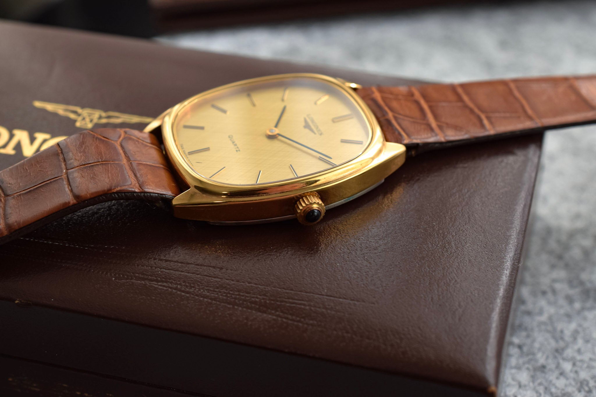 Vintage Longines Quartz Crosshatch Dial Ellipse – Oldtimer Watch Shop