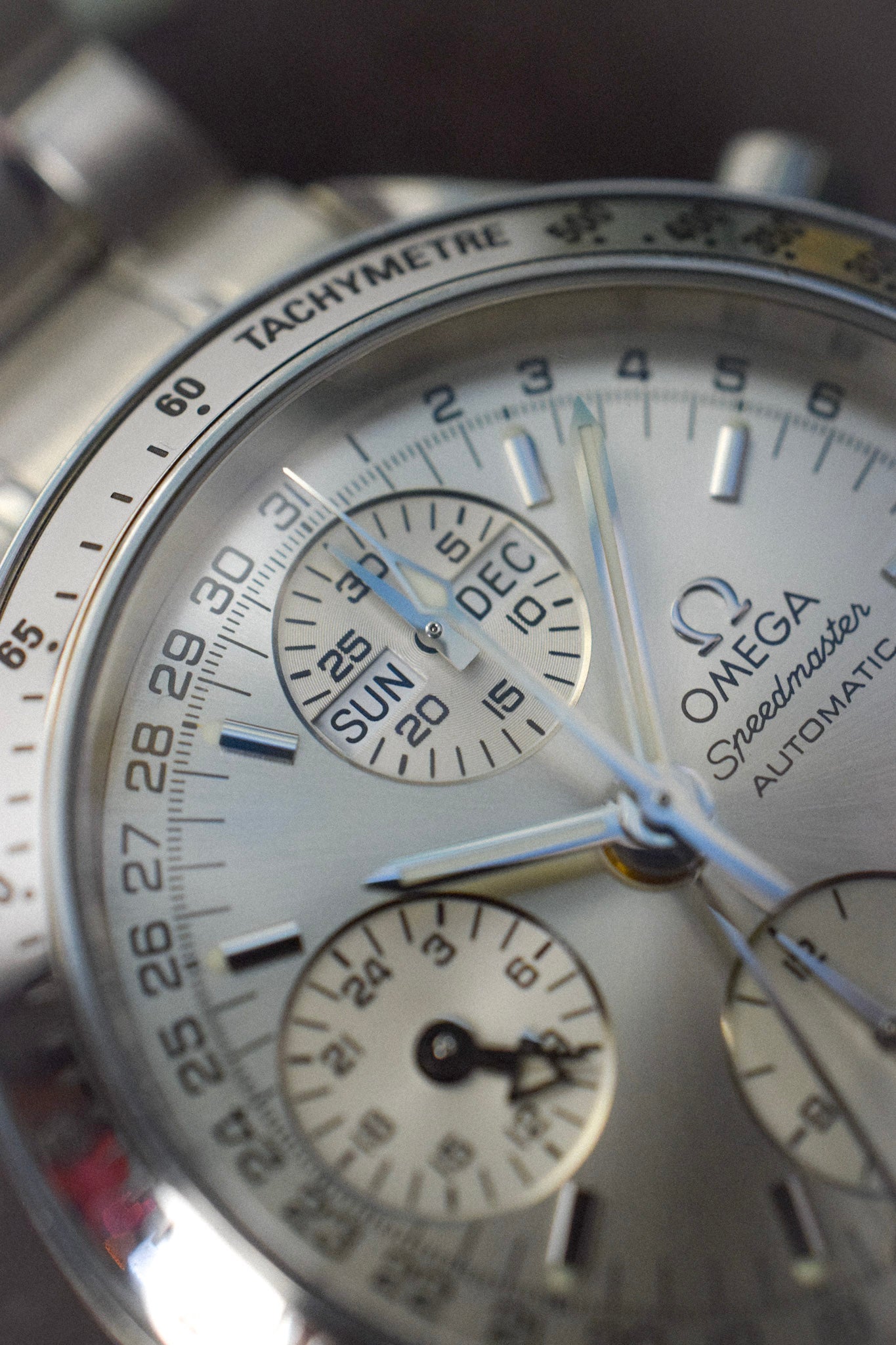 90s Omega Speedmaster Silver Triple Calendar