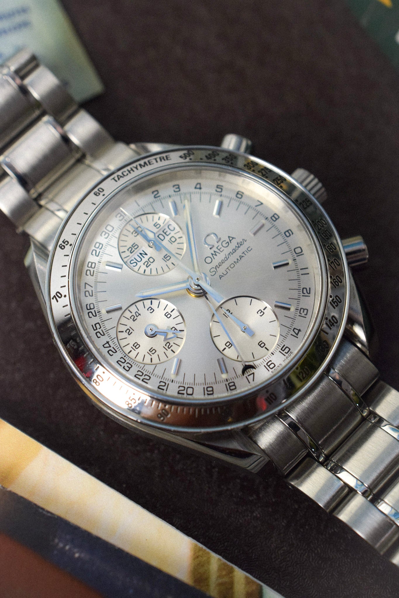 90s Omega Speedmaster Silver Triple Calendar