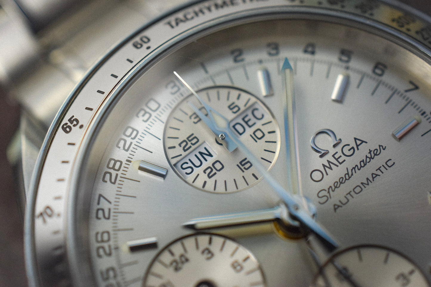 90s Omega Speedmaster Silver Triple Calendar