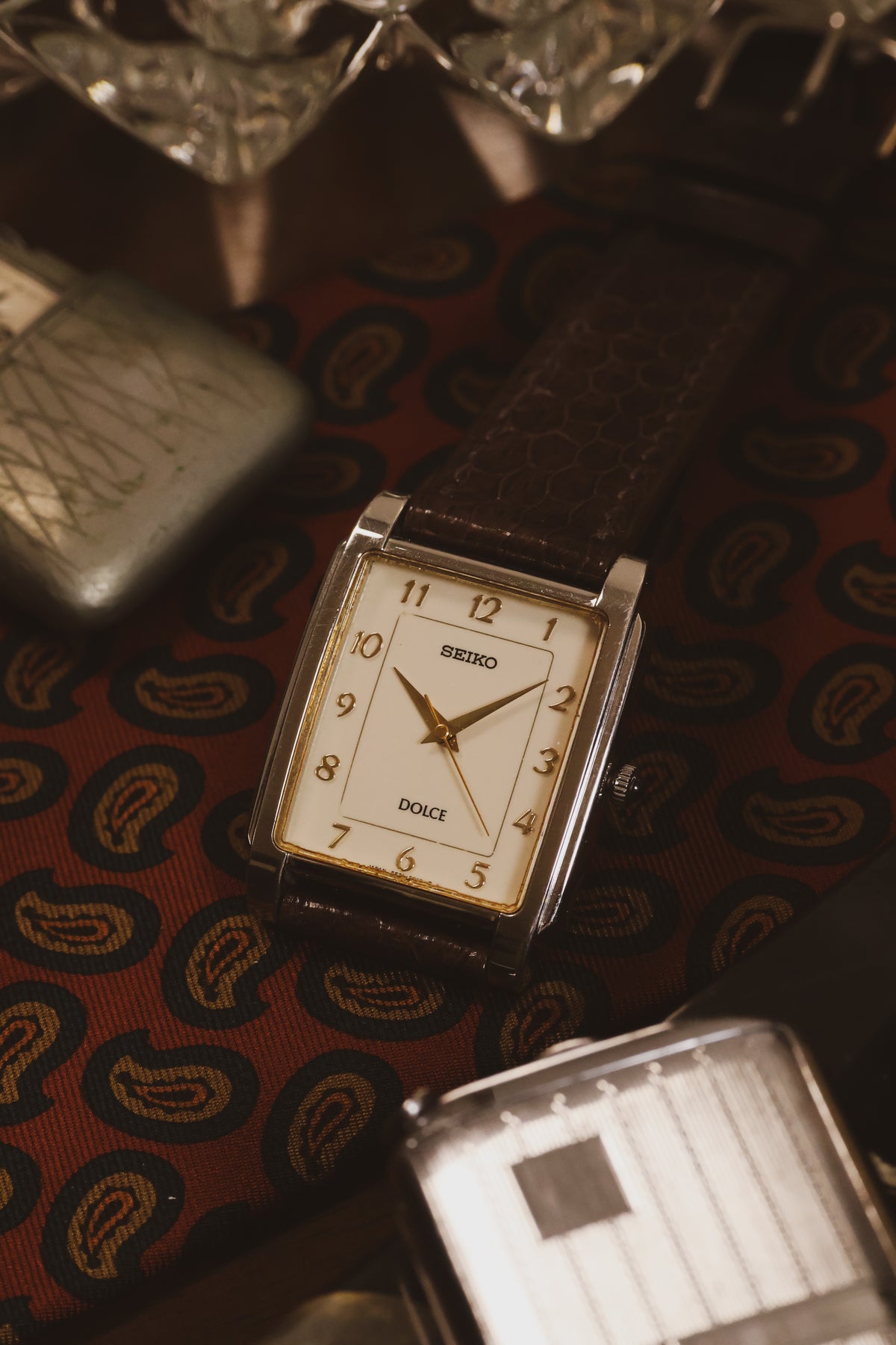 1995 Seiko Dolce Ivory Dial Stepped Case Tank