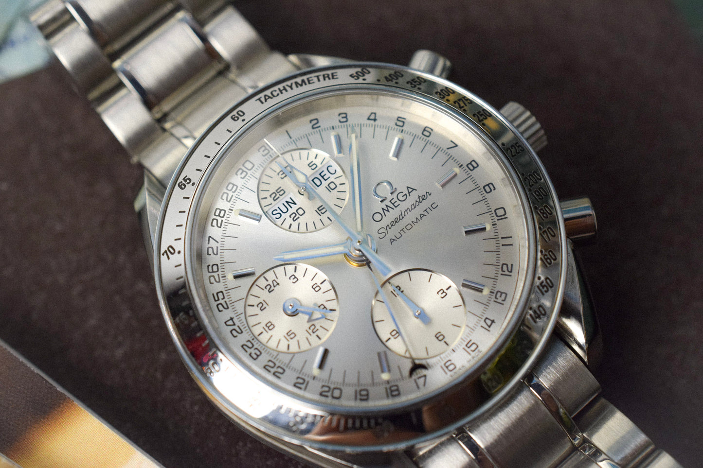 90s Omega Speedmaster Silver Triple Calendar