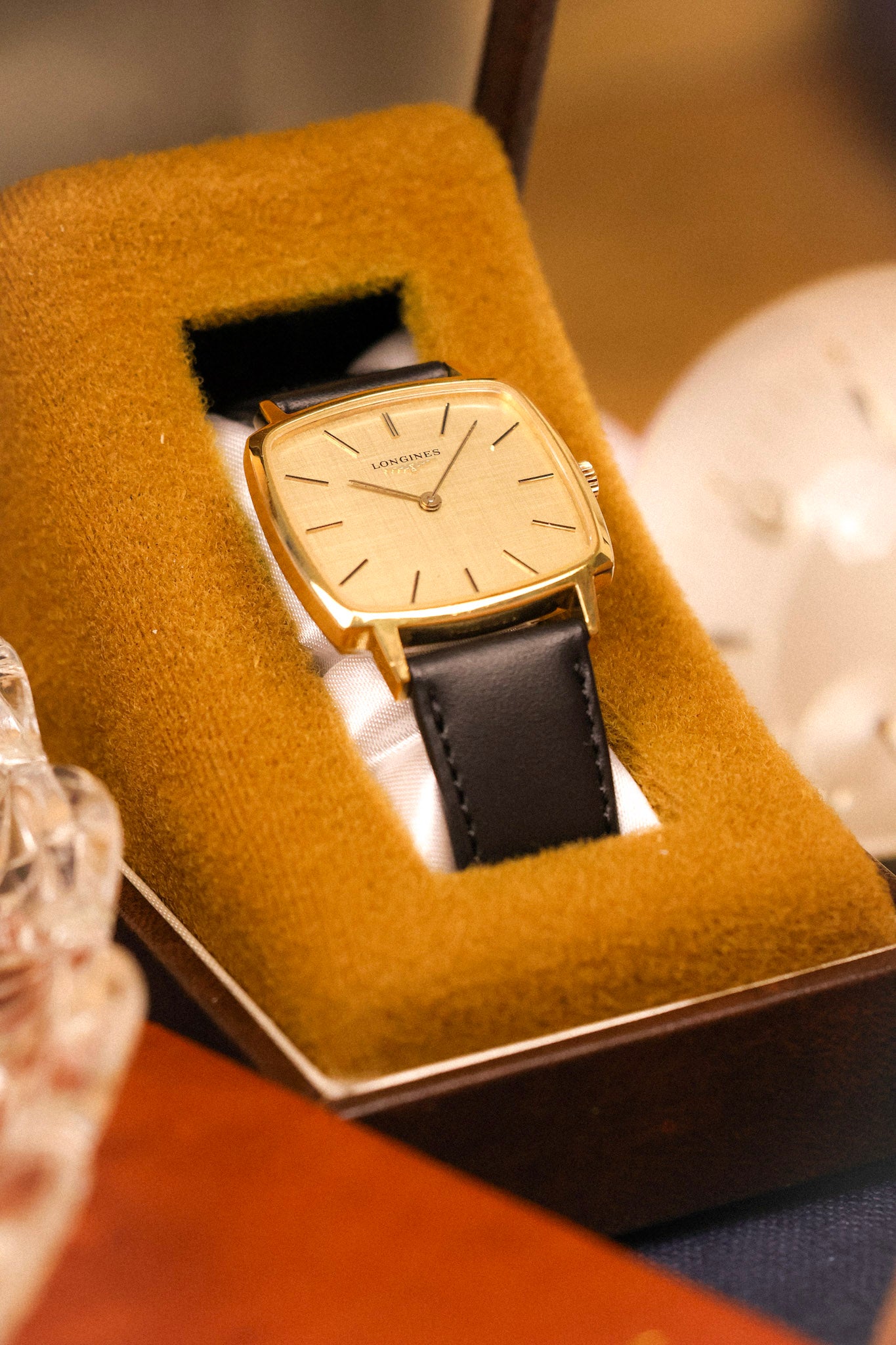 70s Longines Mechanical Linen TV - In Box