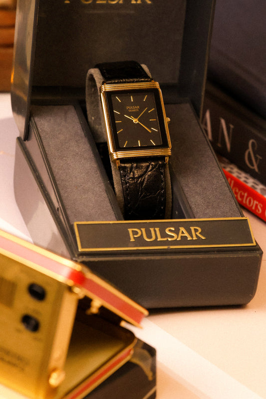 1990s Pulsar Black Dial "Baby JLC" - New Old Stock