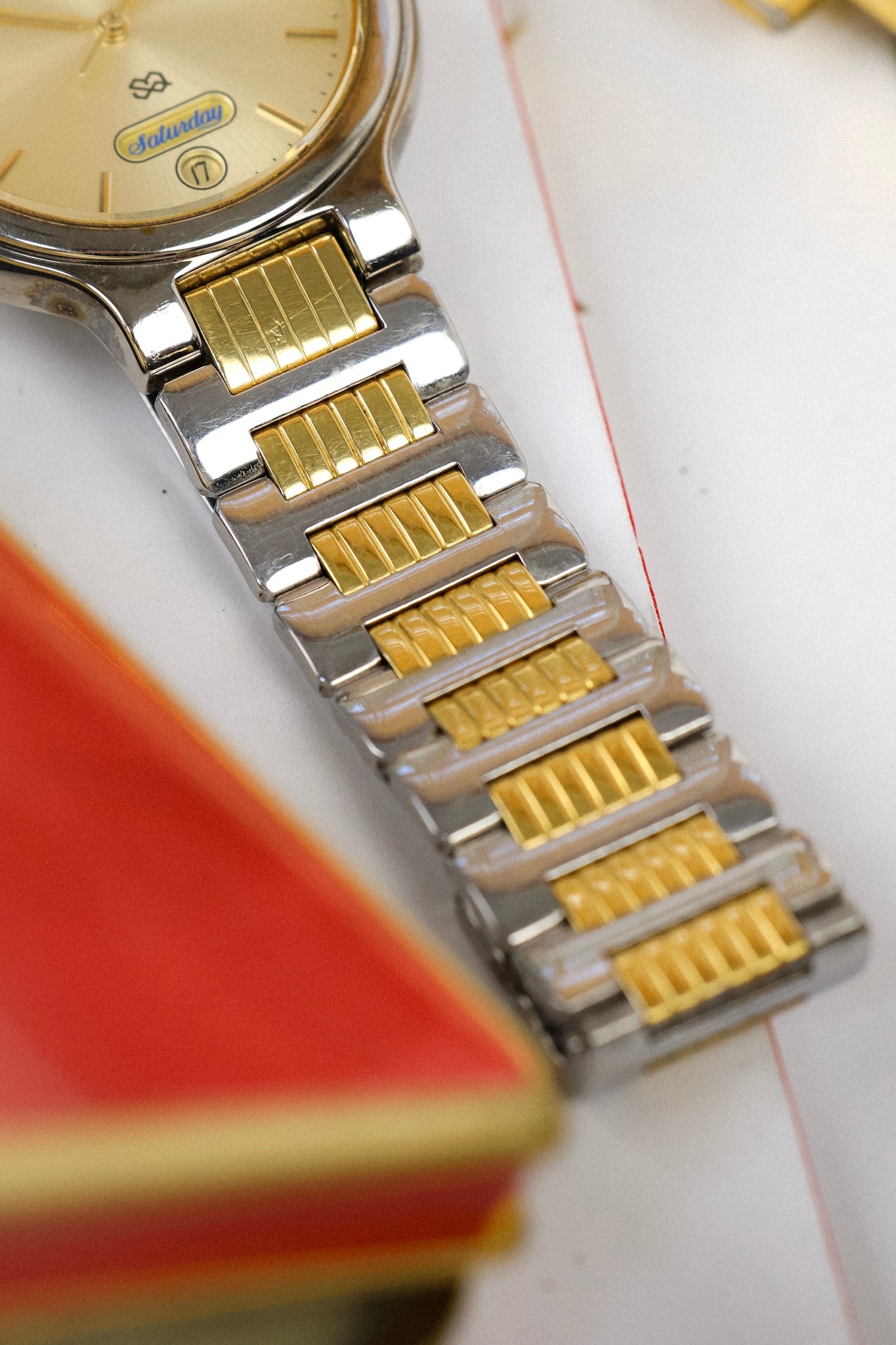 1990 Seiko SQ Champagne Script Font Day-Date