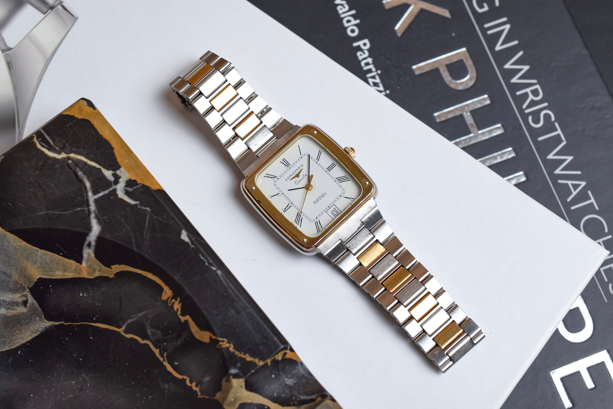 Vintage Longines Quartz Roman Ferrari Dial TV