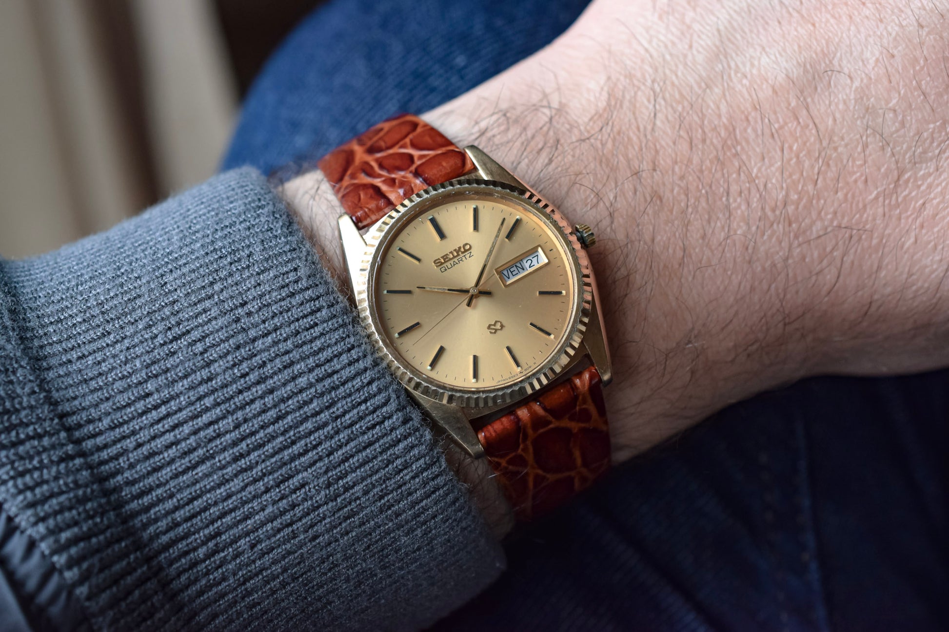 1983 Seiko SQ Champagne French Day-Date