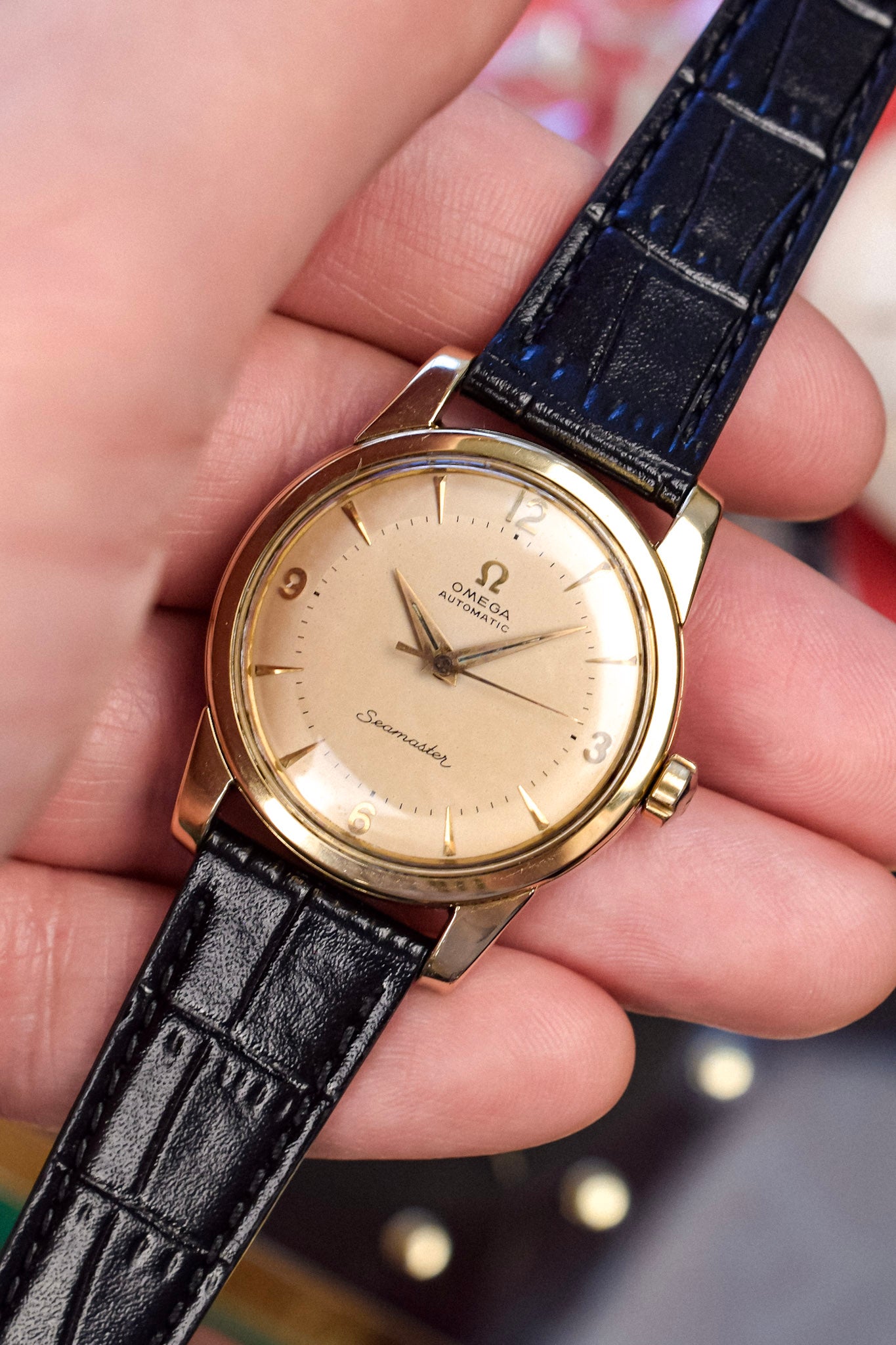 1950s Omega Seamaster Explorer Dial Automatic Gold Capped