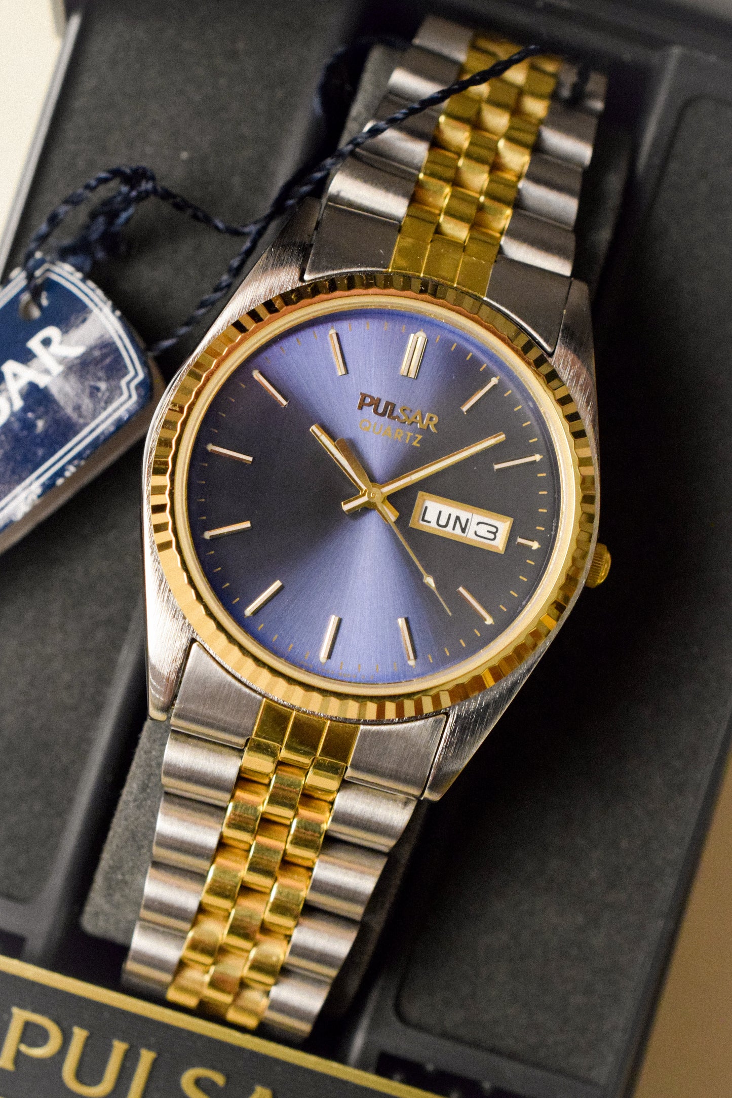 1991 Pulsar Blue Dial Day-Date - New Old Stock