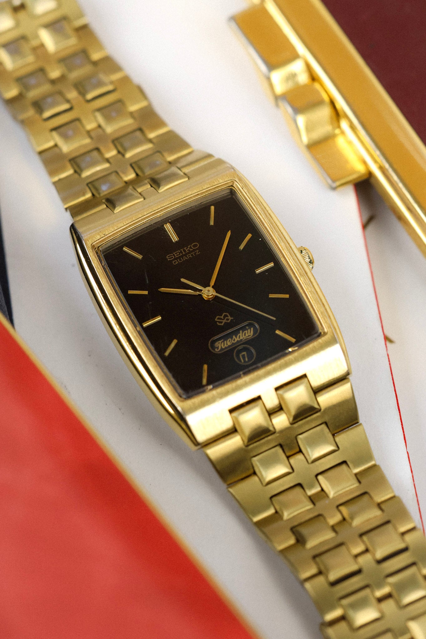 1989 Seiko SQ Golden Tank Script Day-Date