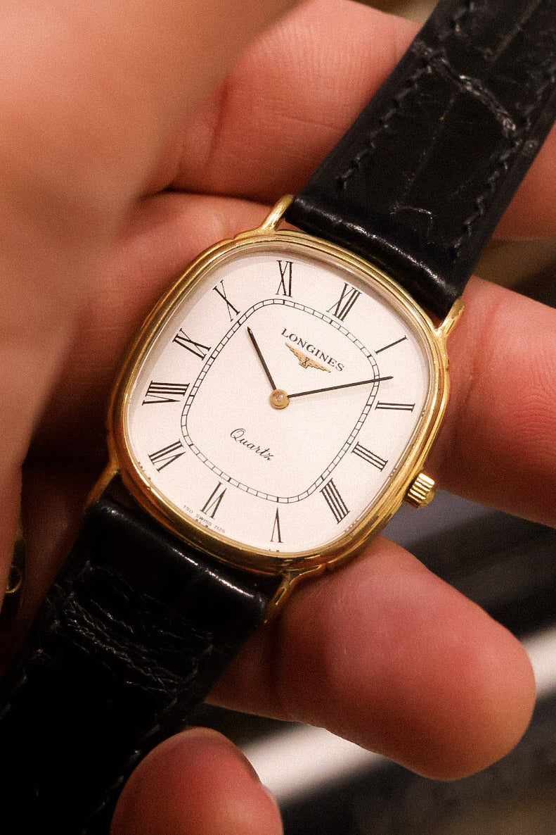 1980s Longines Les Grandes Classiques Quartz Roman Ellipse