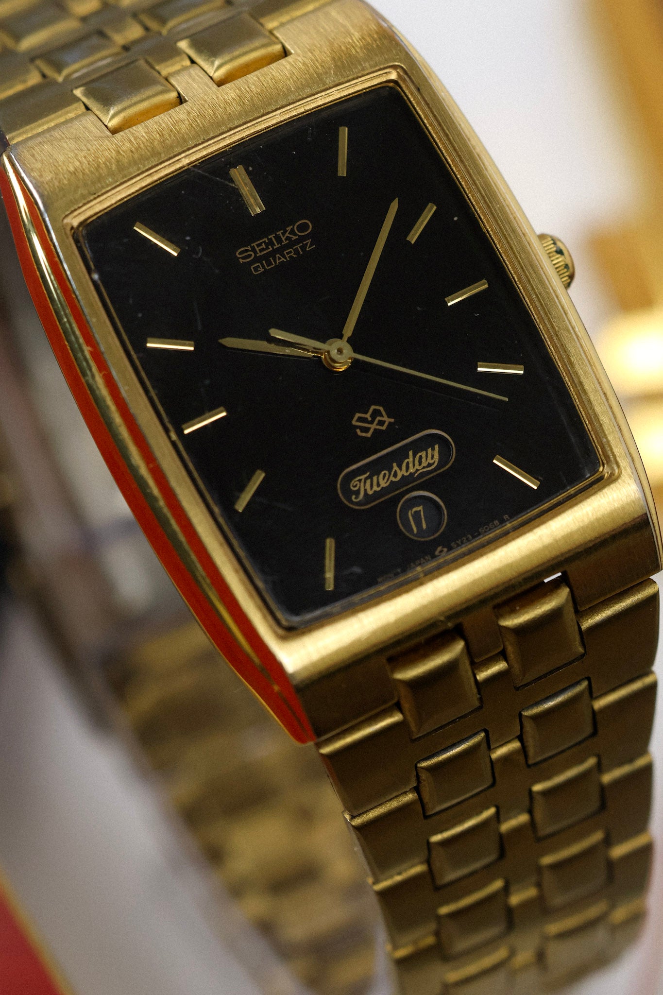 1989 Seiko SQ Golden Tank Script Day-Date