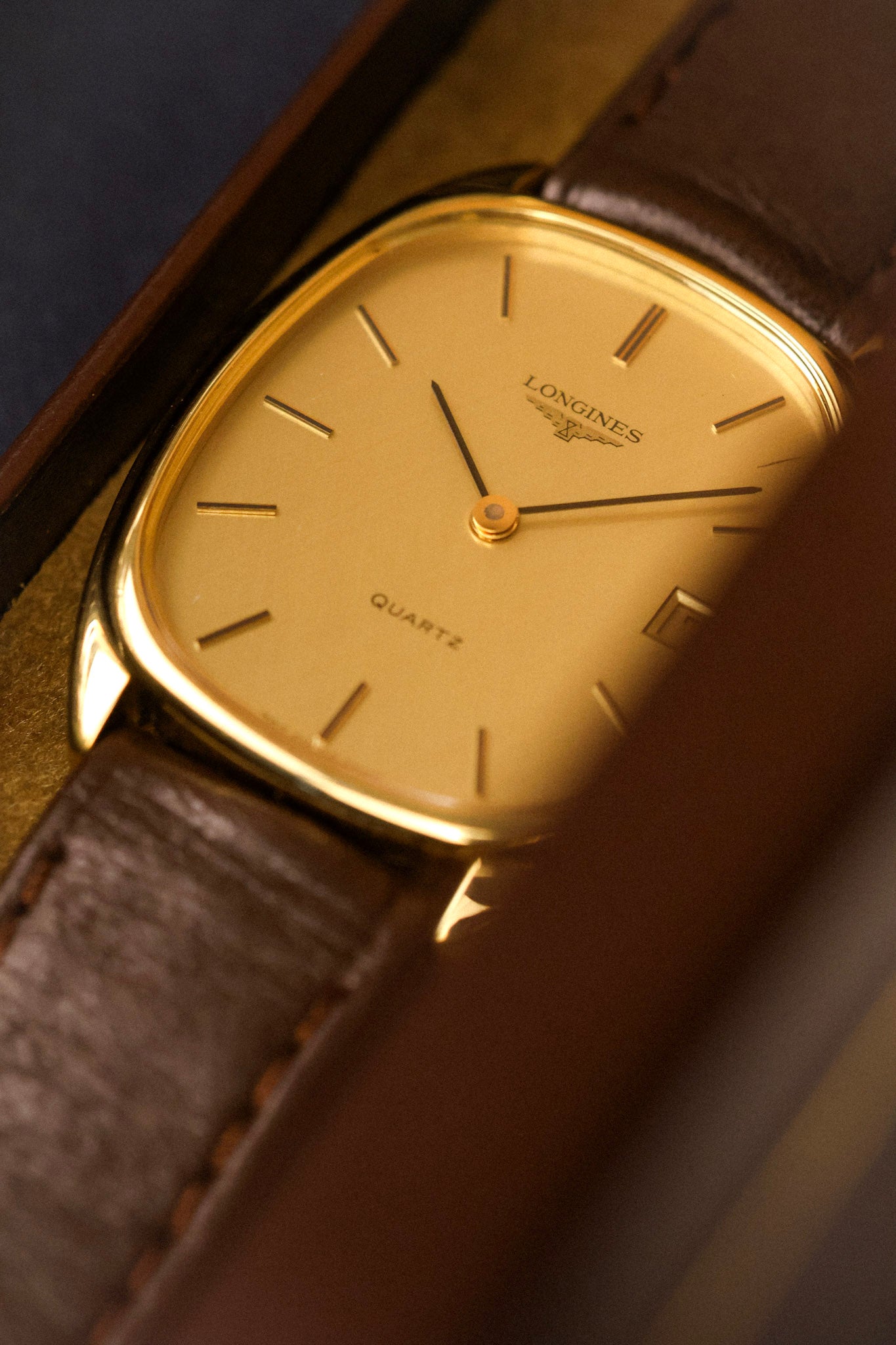 80s Longines Quartz Linen Calendar Ellipse - Full Set