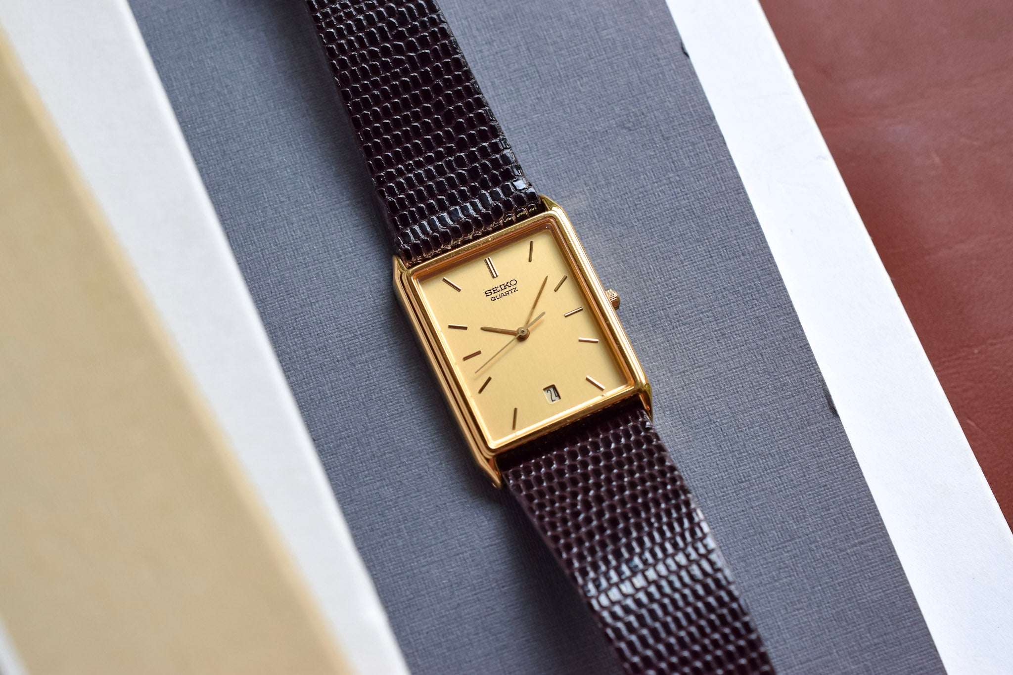 Vintage Seiko Slim Tonneau Tank Quartz Men's Watch - (FREE