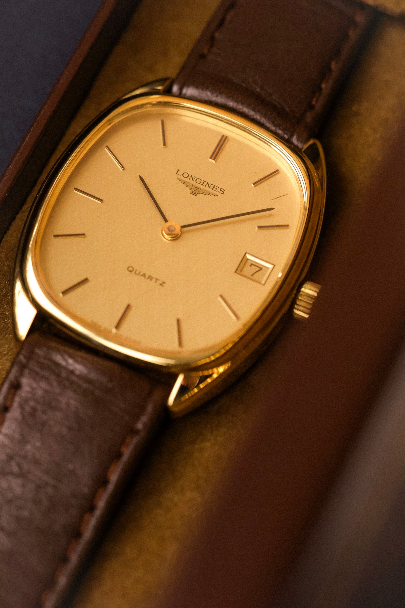 80s Longines Quartz Linen Calendar Ellipse - Full Set