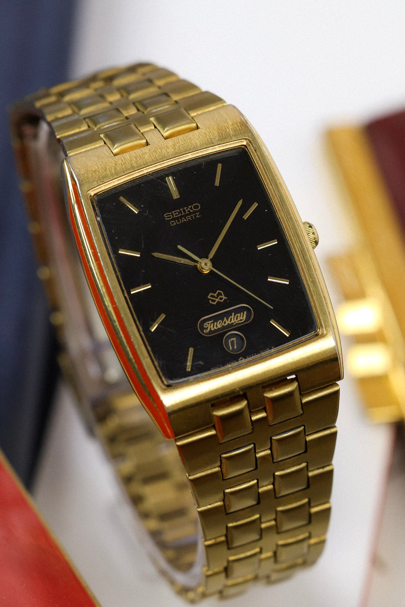 1989 Seiko SQ Golden Tank Script Day-Date