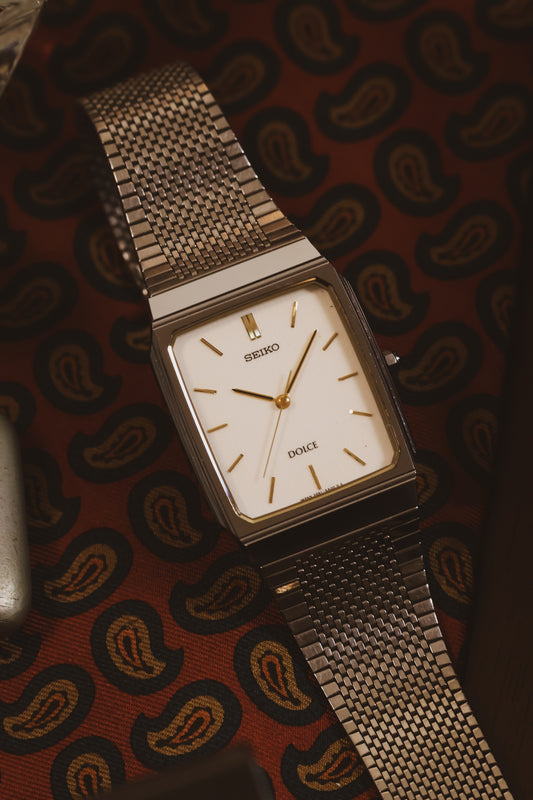 1986 Seiko Dolce Tungsten Carbide Tapestry Dial