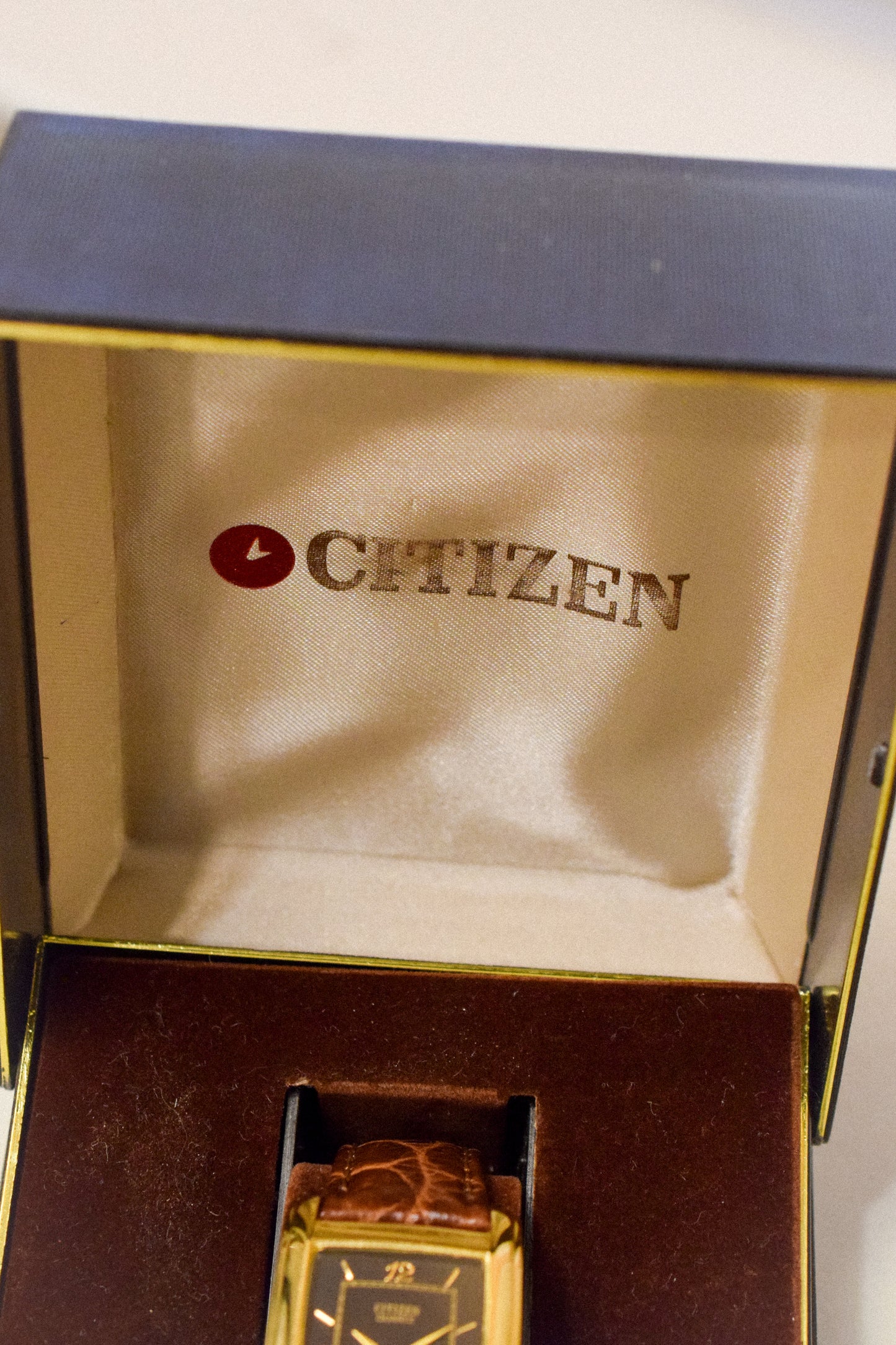 1985 Citizen Black Dial Tank - New Old Stock