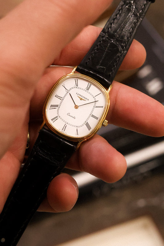 1980s Longines Les Grandes Classiques Quartz Roman Ellipse