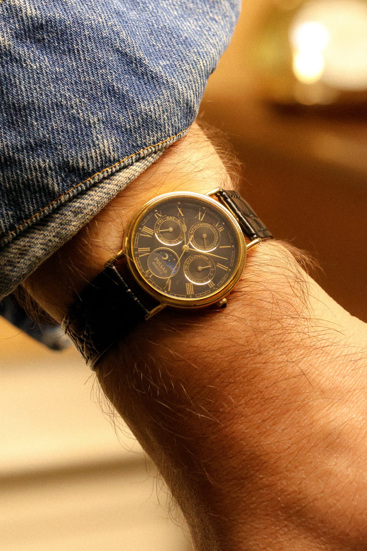 1990 Pulsar Black Dial Villeret