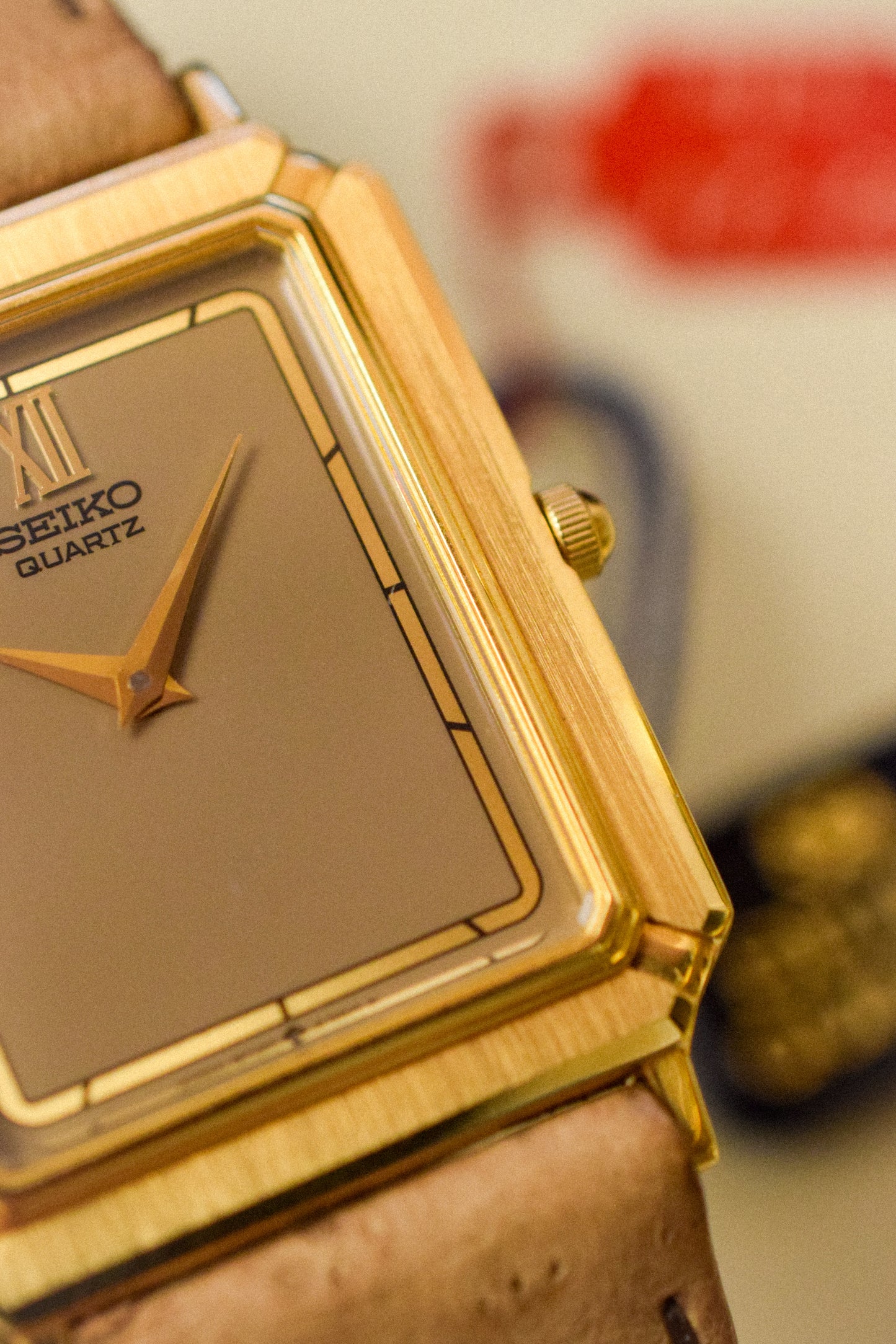 1985 Seiko Taupe Dial Picture Frame Tank - New Old Stock