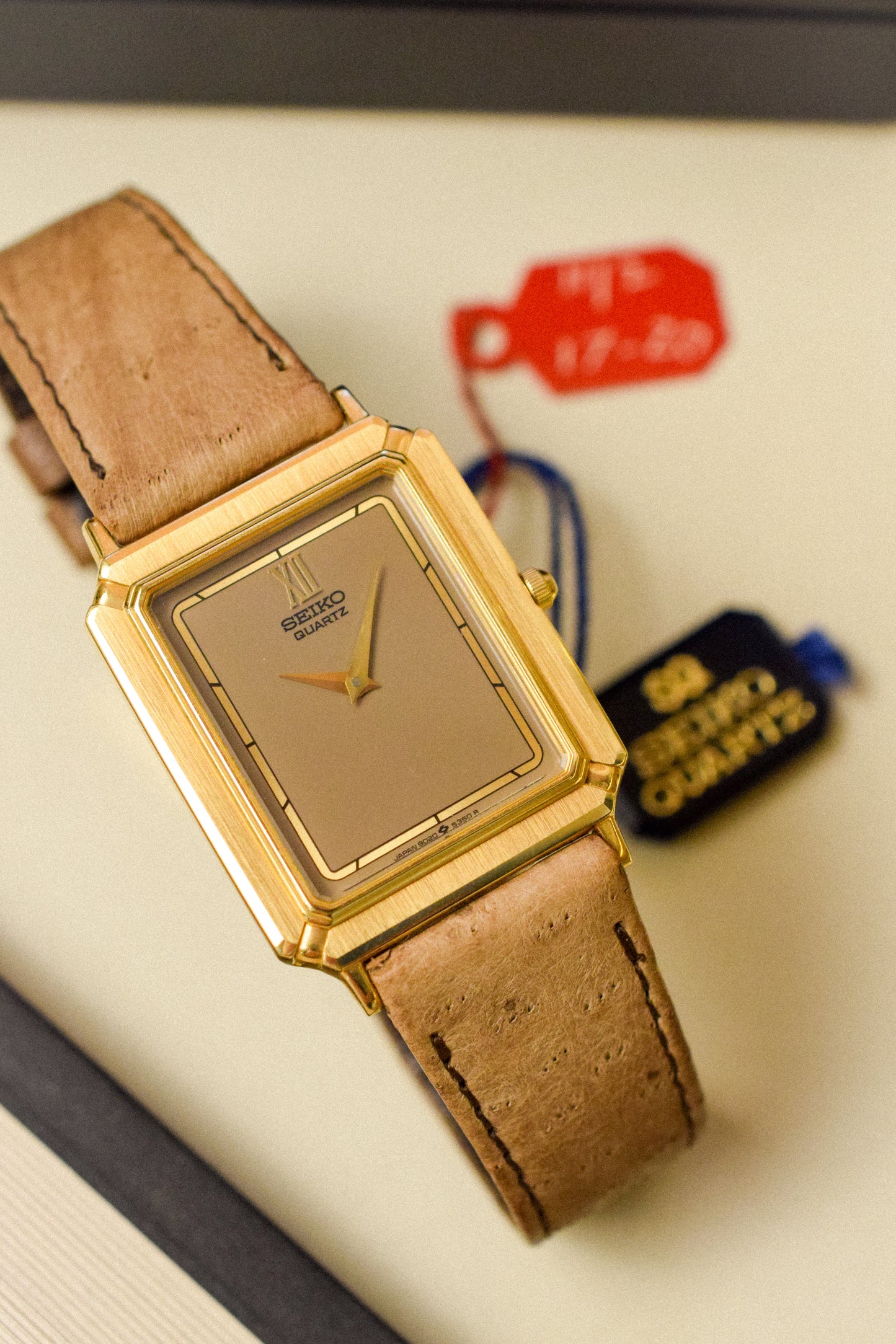 1985 Seiko Taupe Dial Picture Frame Tank - New Old Stock