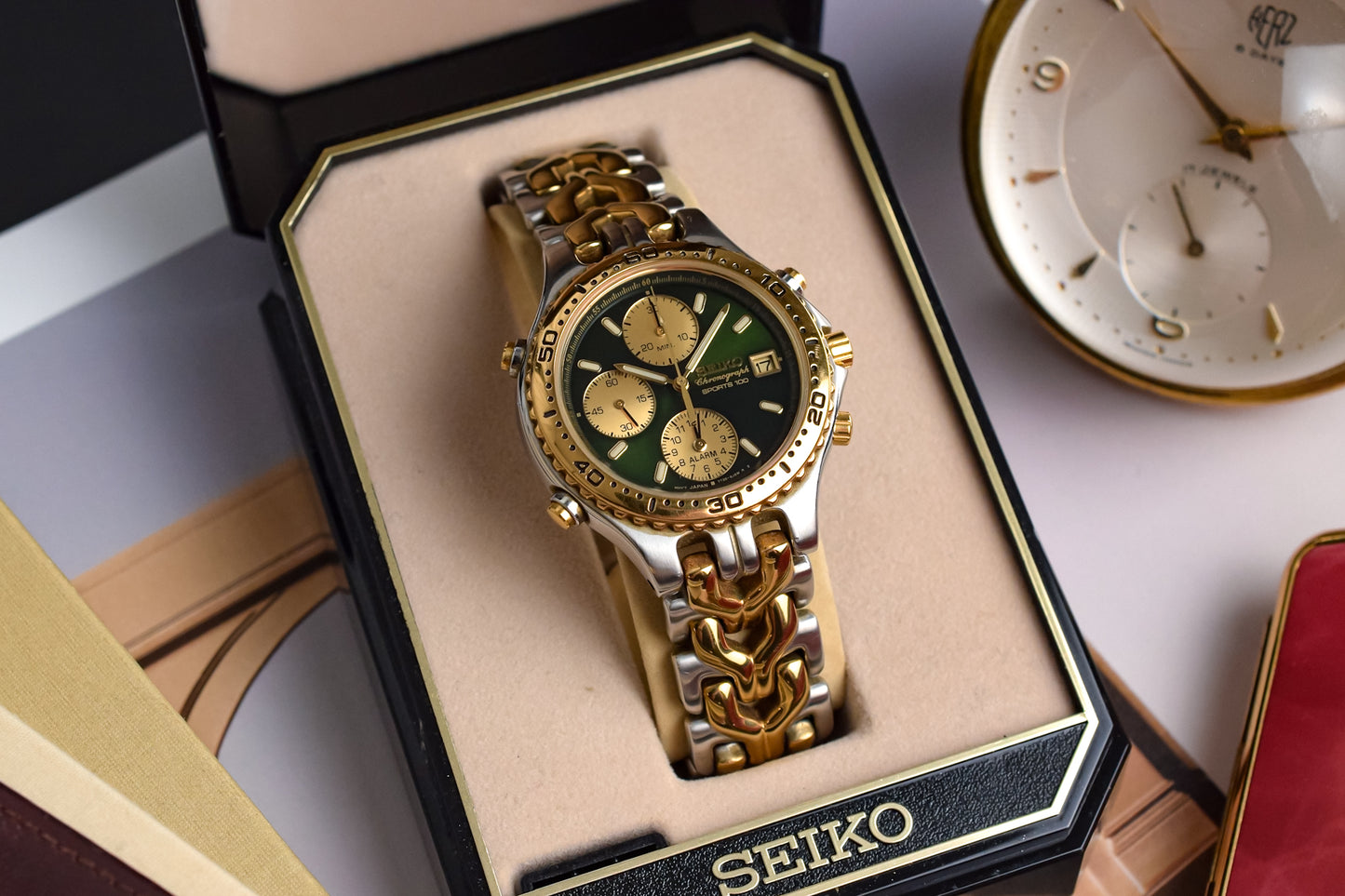 1989 Seiko Two-Toned Emerald Green Chrono