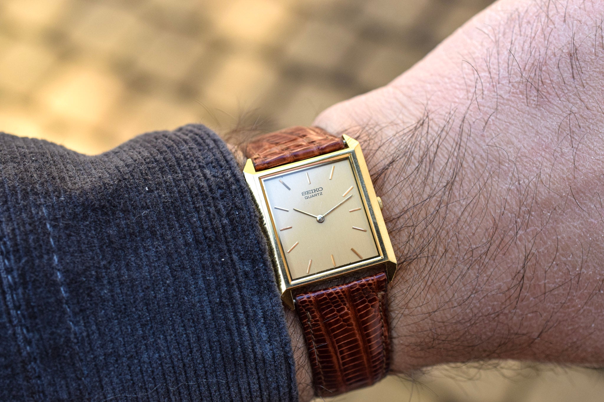 1983 Gold Tone Seiko Quartz Tank Watch