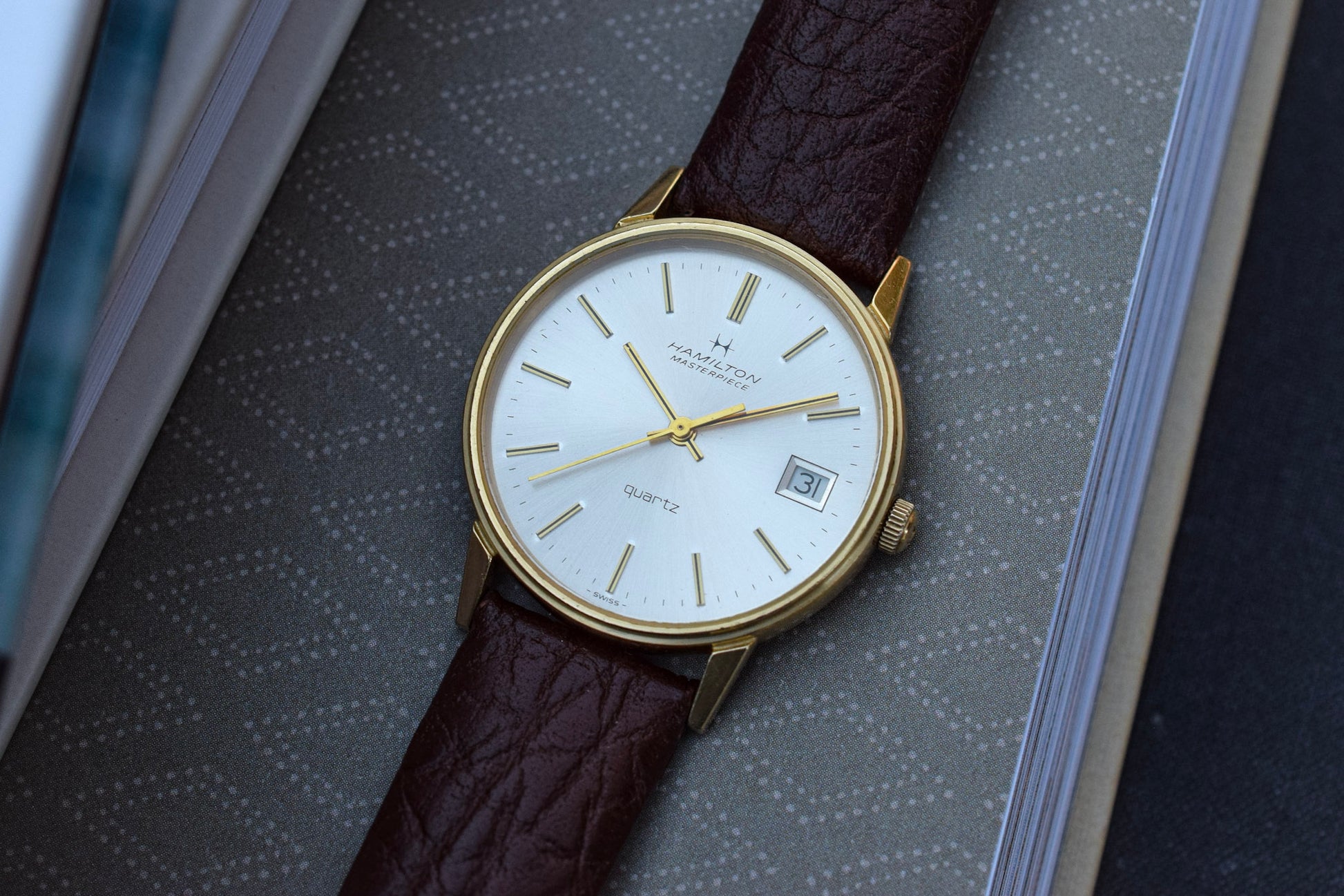 Vintage 10K Gold Filled Hamilton Masterpiece Quartz Watch Award