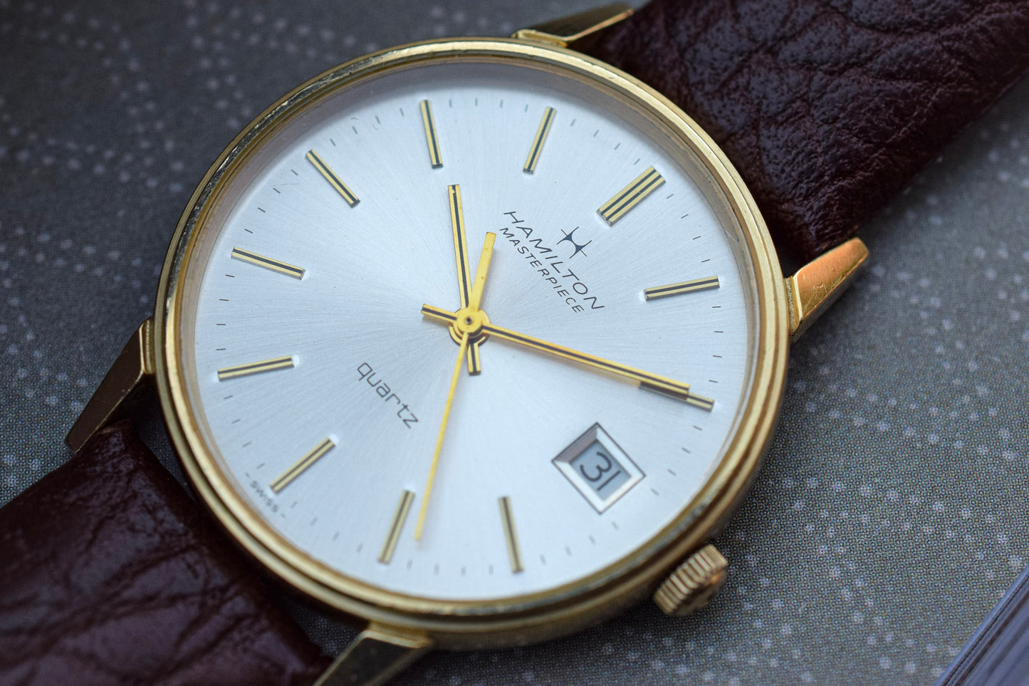Vintage 10K Gold Filled Hamilton Masterpiece Quartz Watch - Award Piece